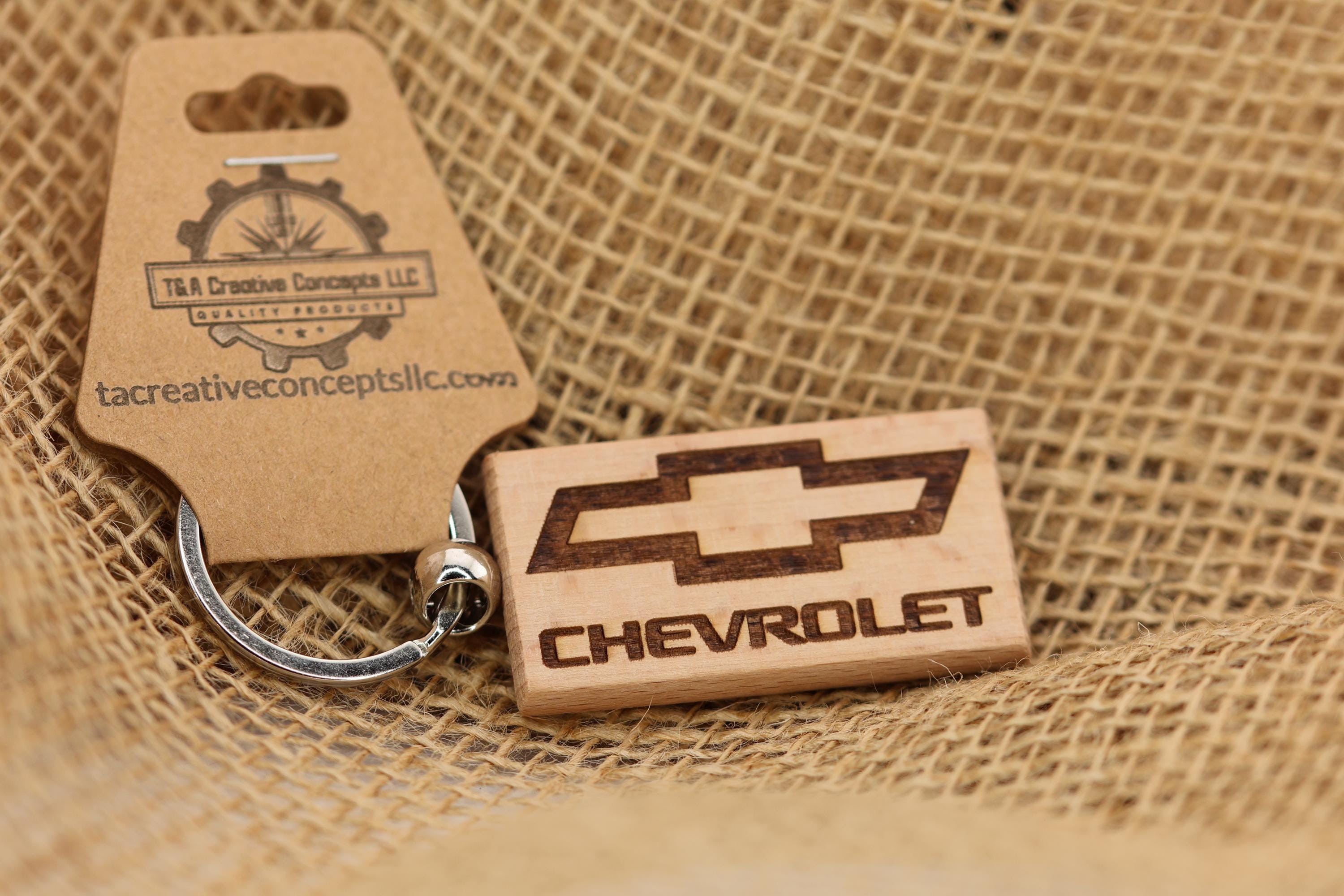Hardwood Keychain – Double Sided Engraving Chevrolet Logo | Car Lover Gift