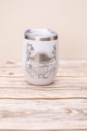 Insulated Wine Tumbler - Stainless Steel 12oz Double Wall Cup With Spill Resistant Lid