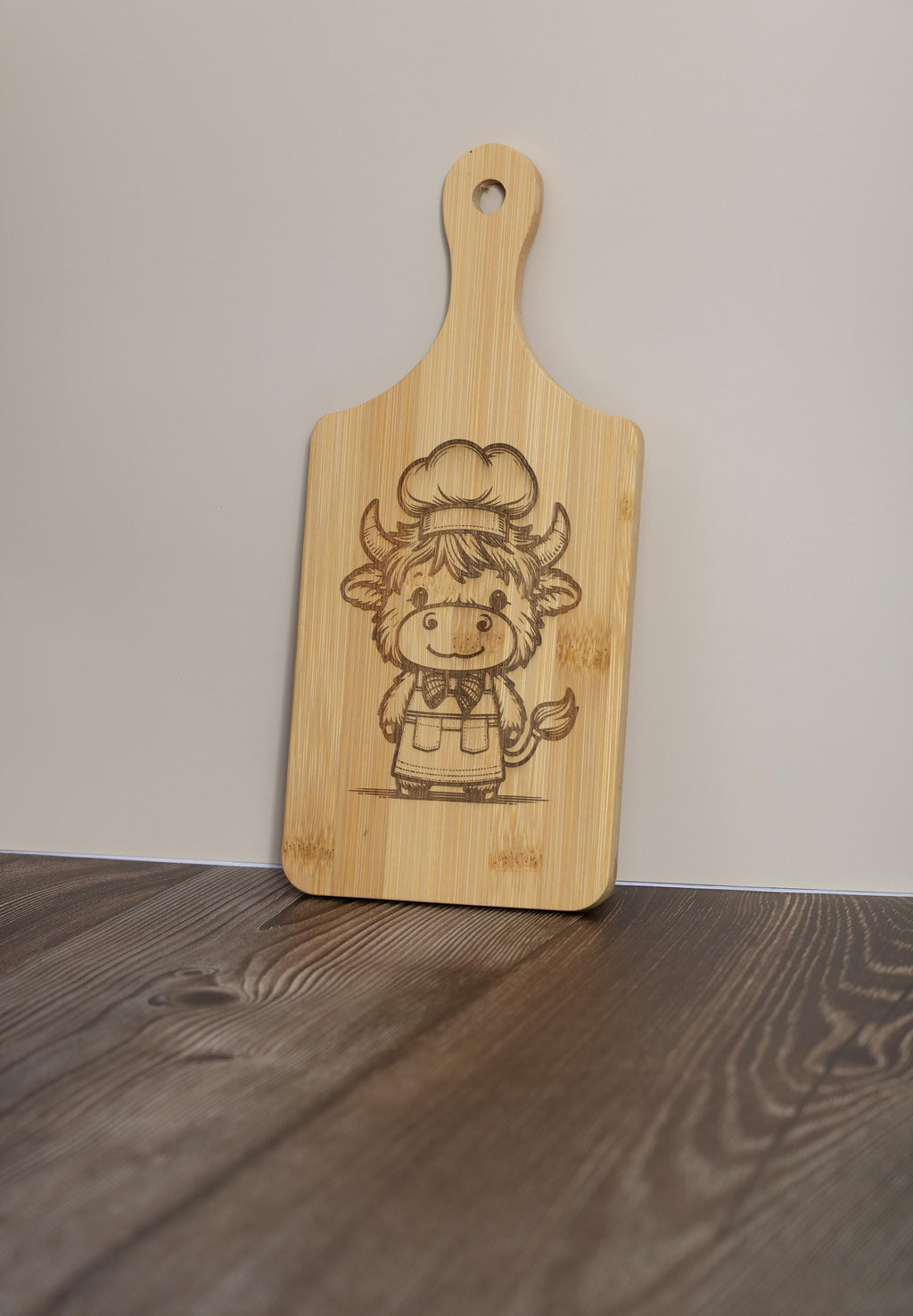 Highland Cow Cutting Board – Eco Friendly Bamboo, Small Rustic Kitchen Decor