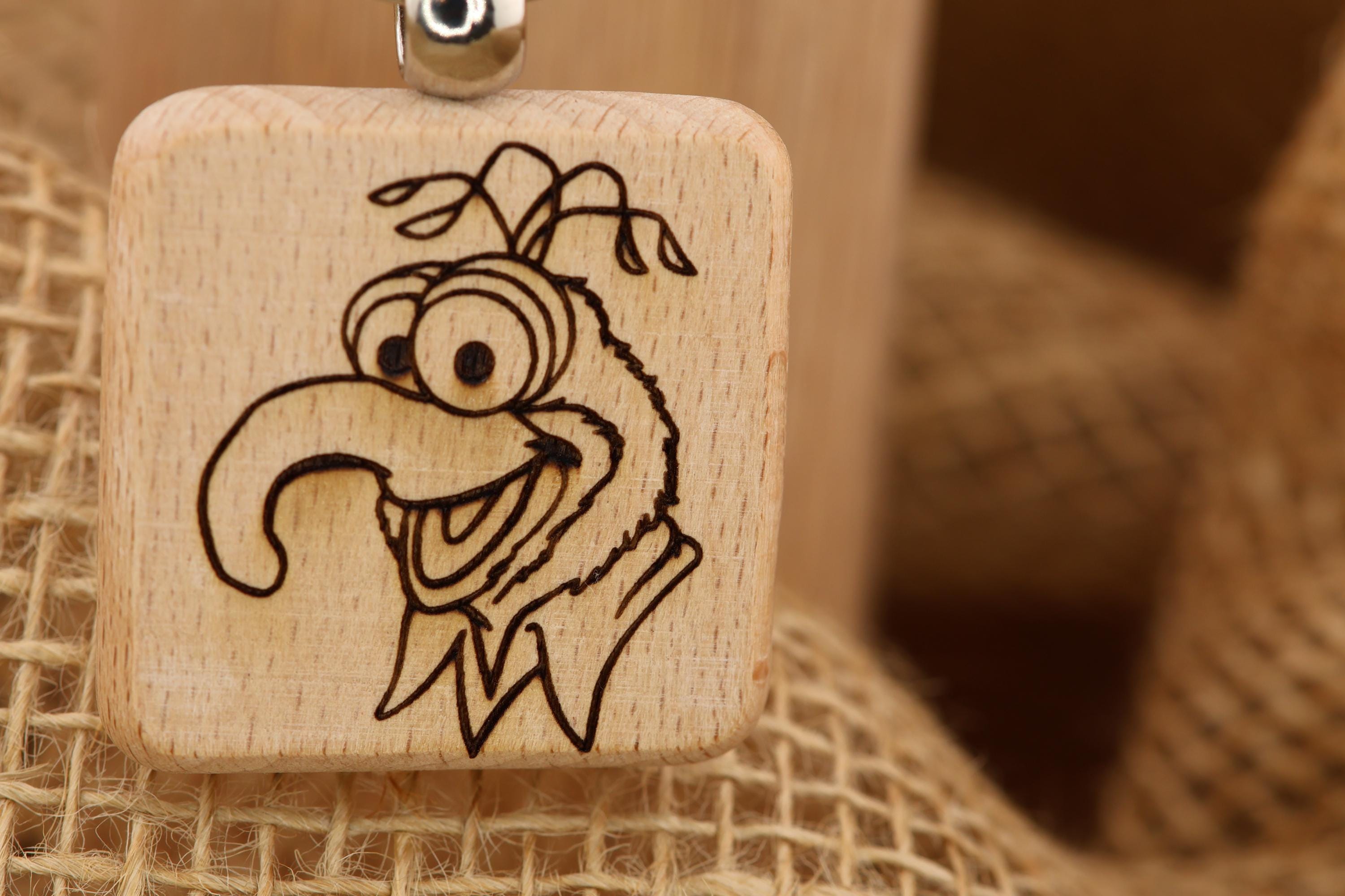 Gonzo Muppets Keychain | Handcrafted Double Sided Hardwood Keychain with Laser Engraved Design
