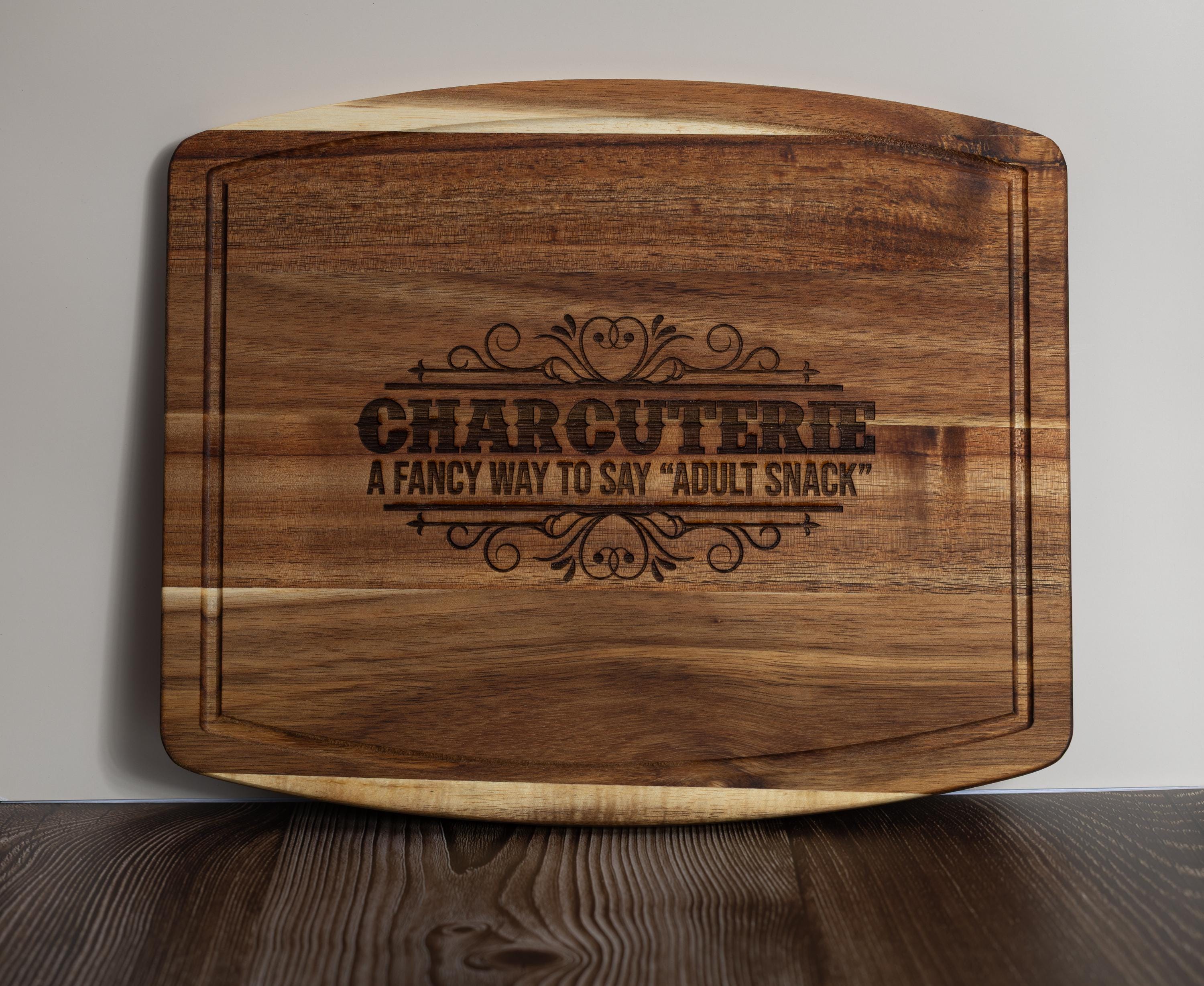 Funny Adult Snack Board - Acacia Wood Charcuterie Serving Tray | Laser Engraved Gift
