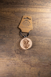 Koi Fish Keychain – Laser Engraved Hardwood With Stainless Steel Ring, Natural Finish