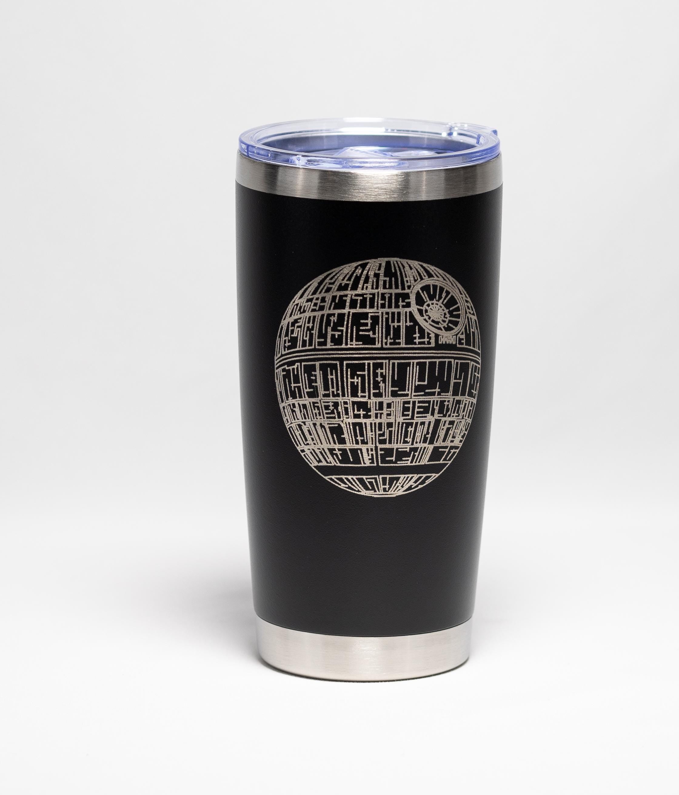 Space Battle Station Tumbler | Laser Engraved Stainless Steel Cup - Double Wall Vacuum