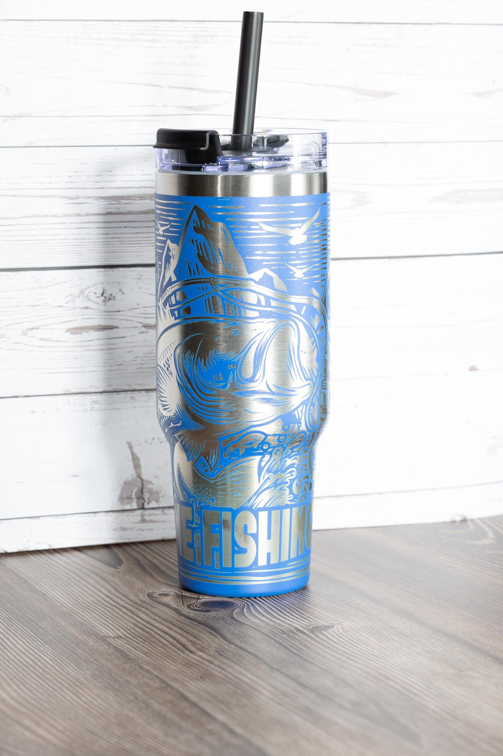 Gone Fishing Travel Mug - 40oz Insulated Stainless Steel Double Wall Cup