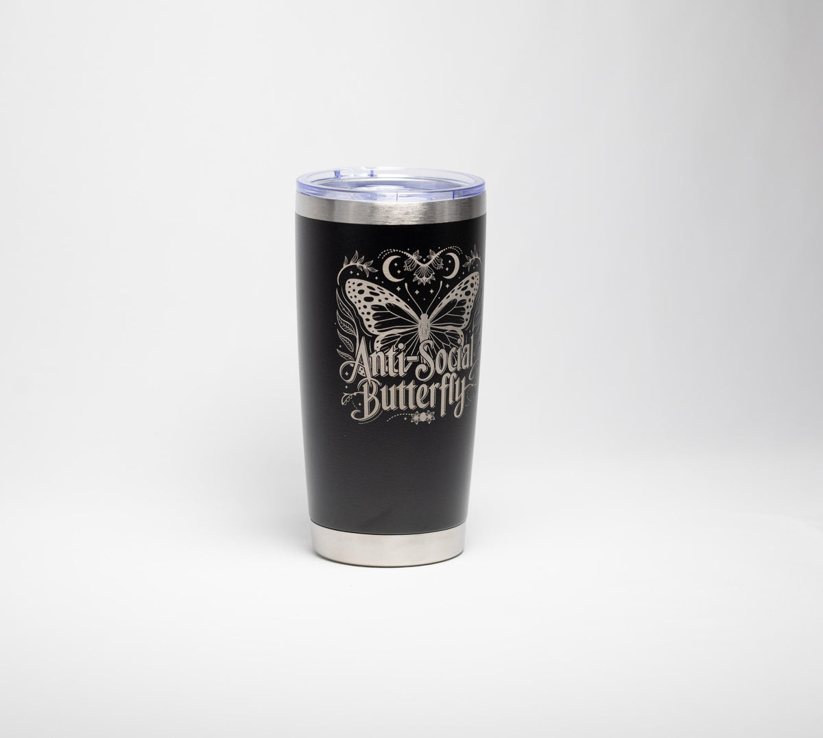 Insulated Travel Tumbler – Laser Engraved Butterfly Design, Custom Powder Coated, 20oz