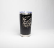 Insulated Travel Tumbler – Laser Engraved Butterfly Design, Custom Powder Coated, 20oz