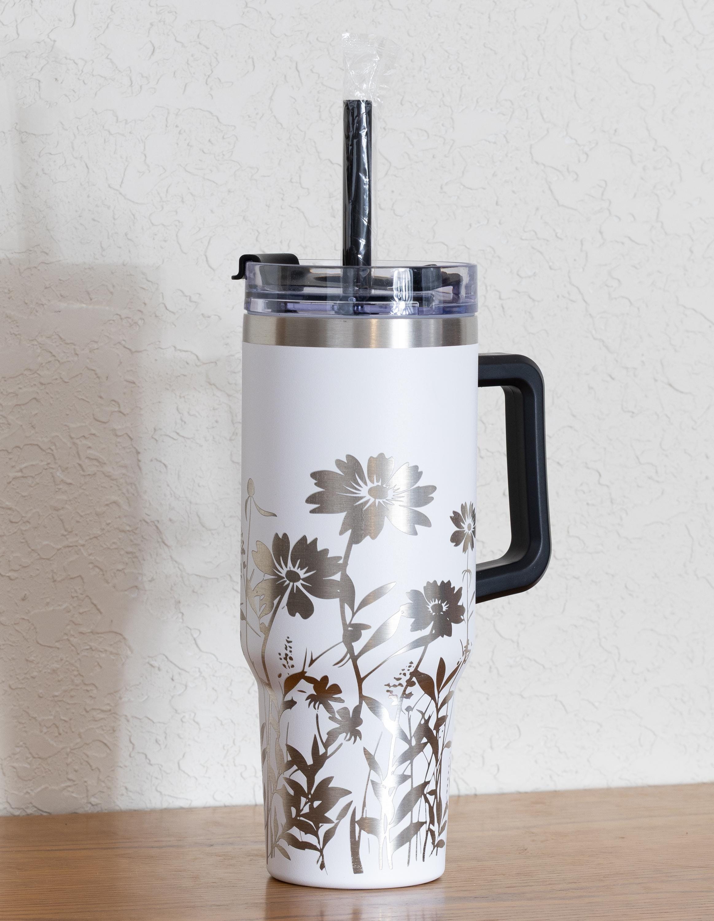 Stainless Steel Tumbler - 40oz Insulated Travel Cup With Laser Engraved Design