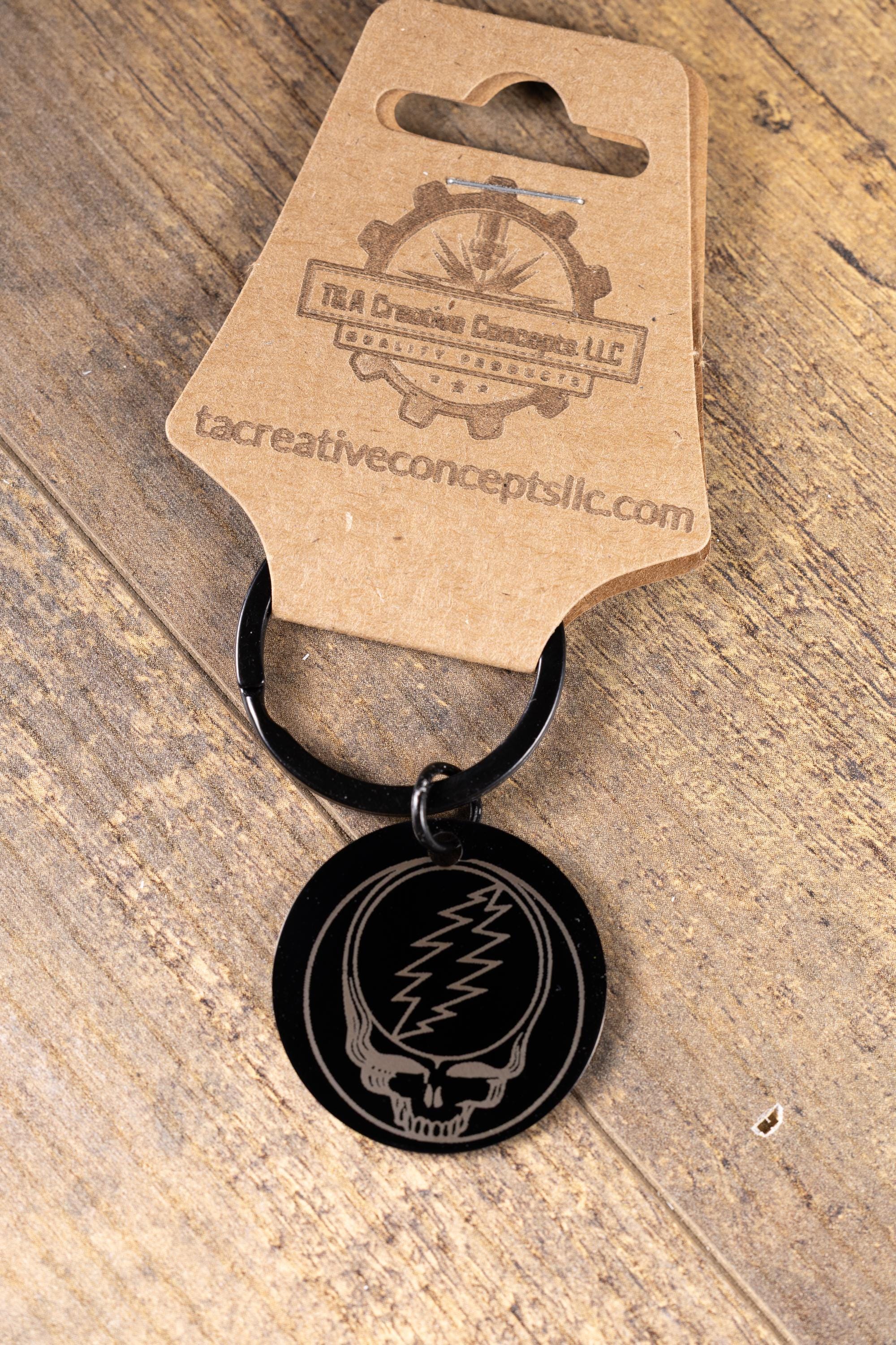 Steal Your Face Keychain – Black Stainless Steel, Double Sided Laser Engraved