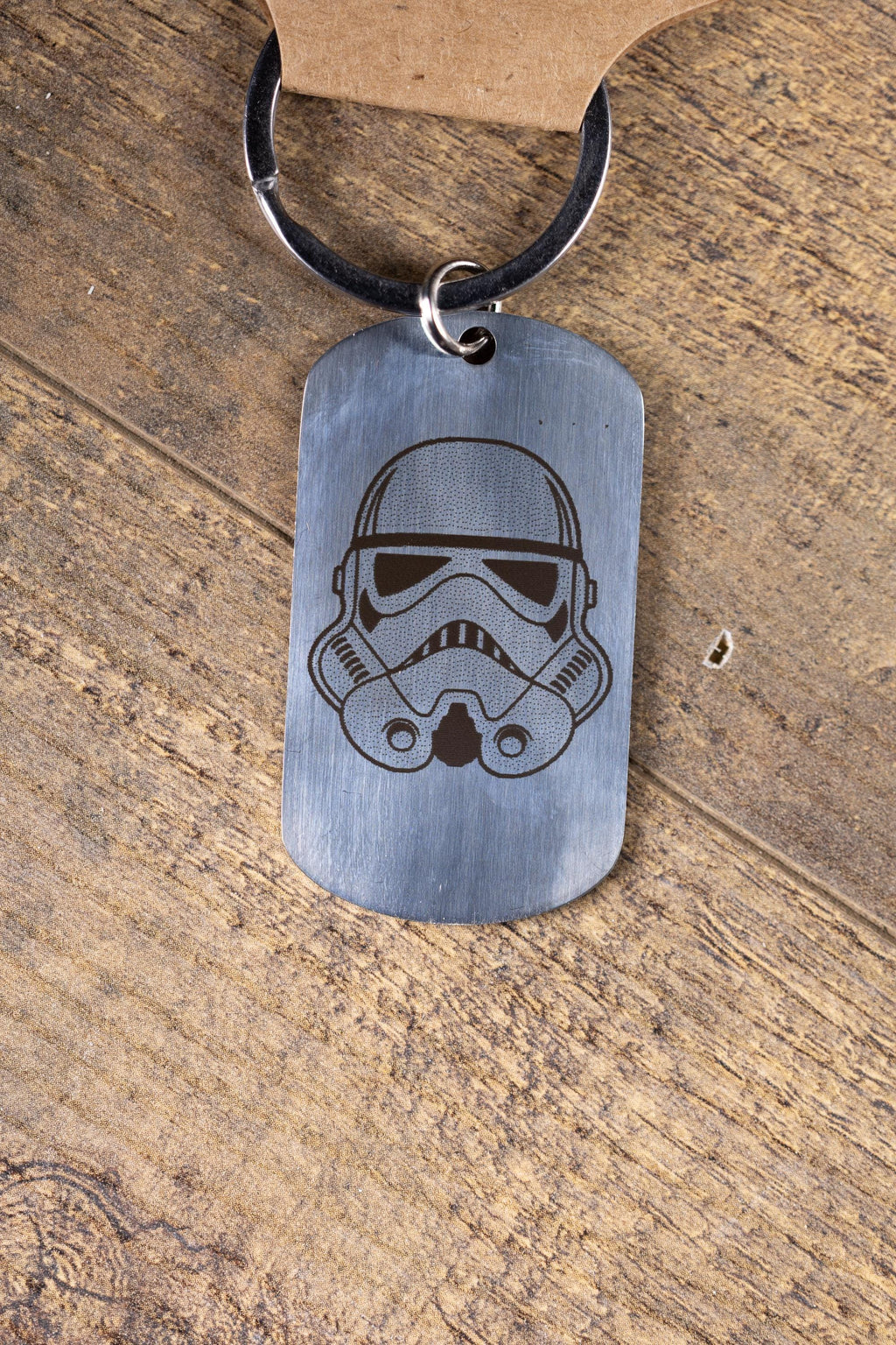 Stormtrooper Keychain – Polished Stainless Steel Laser Engraved Durable Metal Charm