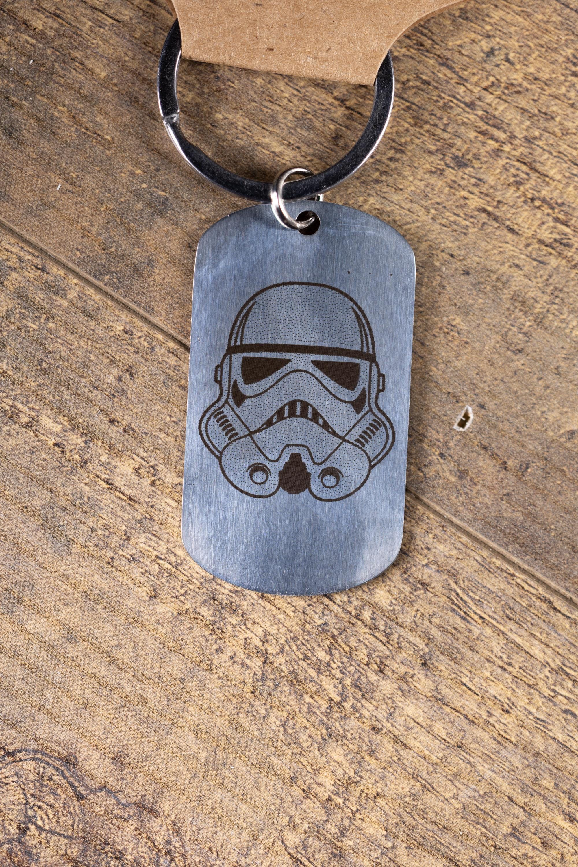 Stormtrooper Keychain – Polished Stainless Steel Laser Engraved Durable Metal Charm