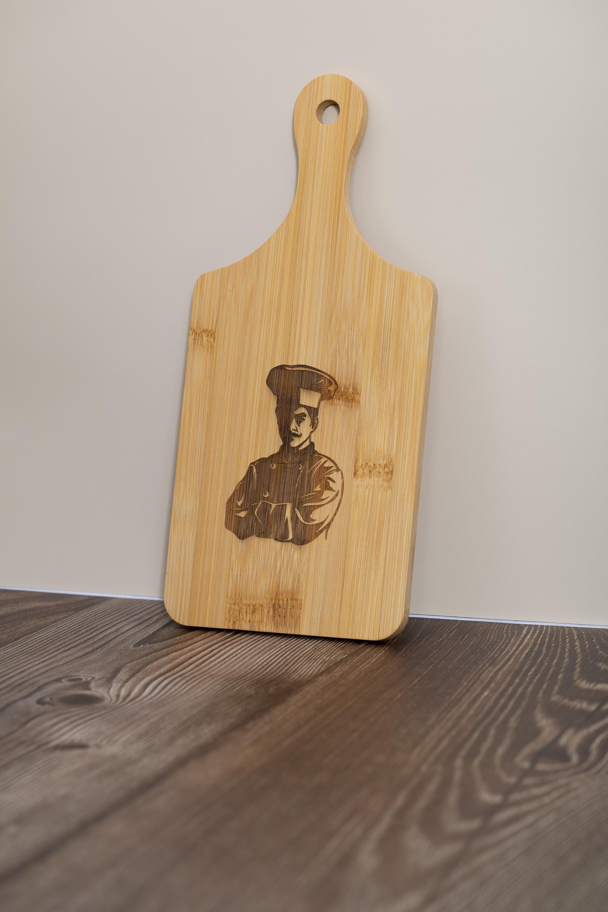 Bamboo Cutting Board - Small Chef Design | Laser Engraved Eco Friendly Prep Tray