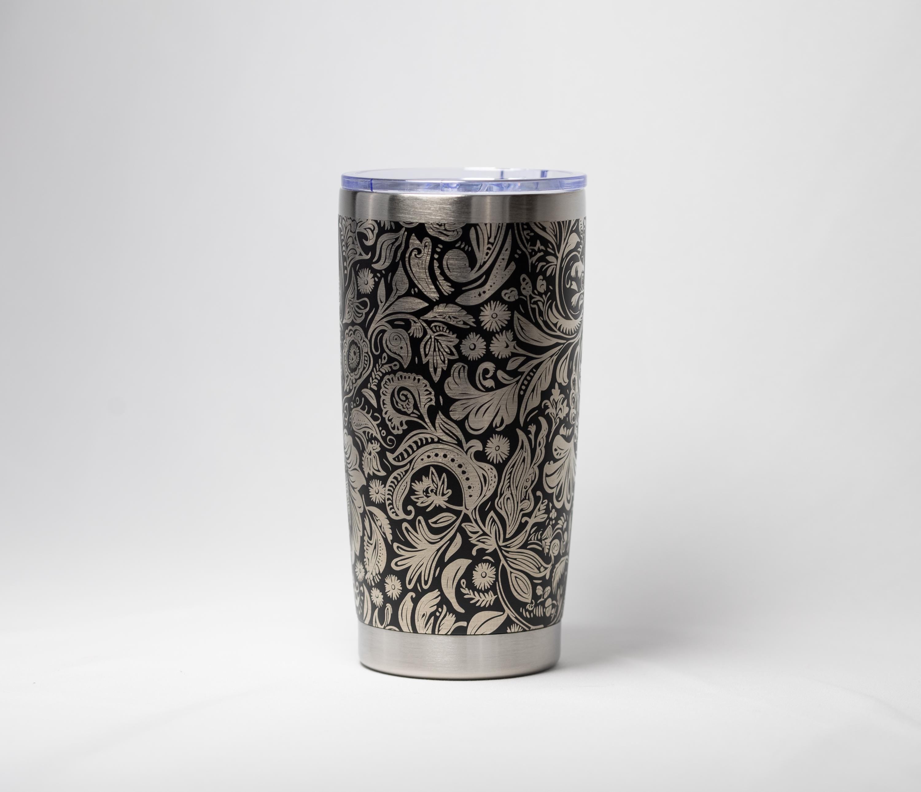 Paisley Wrap Tumbler | Insulated Stainless Steel 20 oz | Custom Color, Laser Engraved Wrap