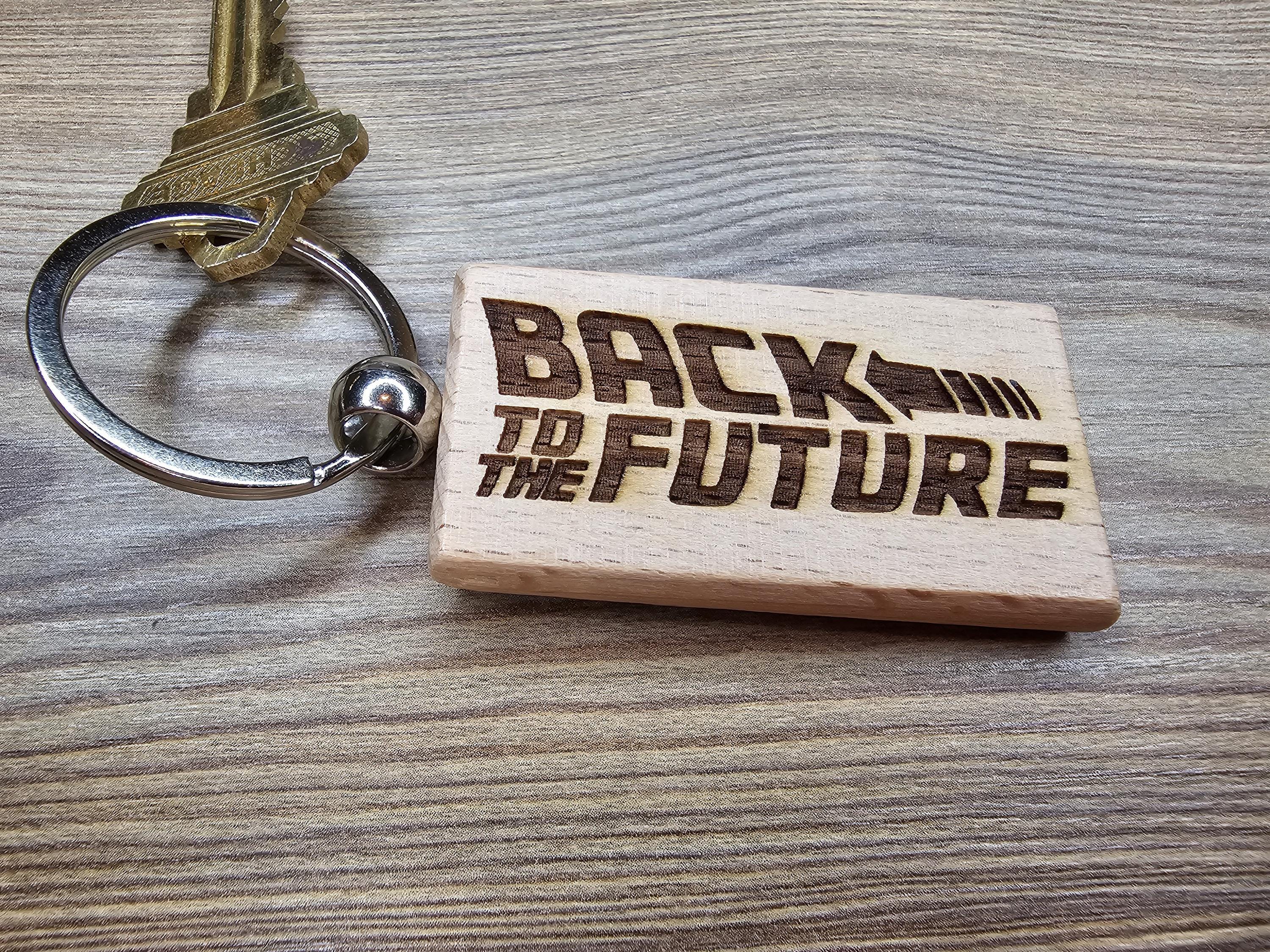 Back to the Future Keychain – Hardwood, Double Sided Laser Engraved Movie Memorabilia