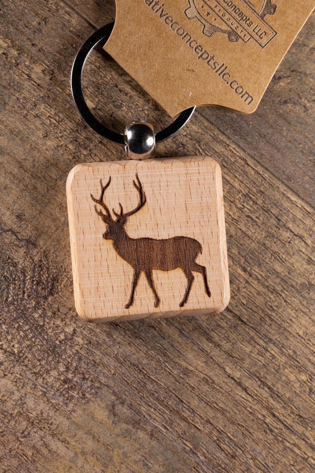 Buck Keychain Wood – Laser Engraved Buck Design Rustic Outdoor Charm