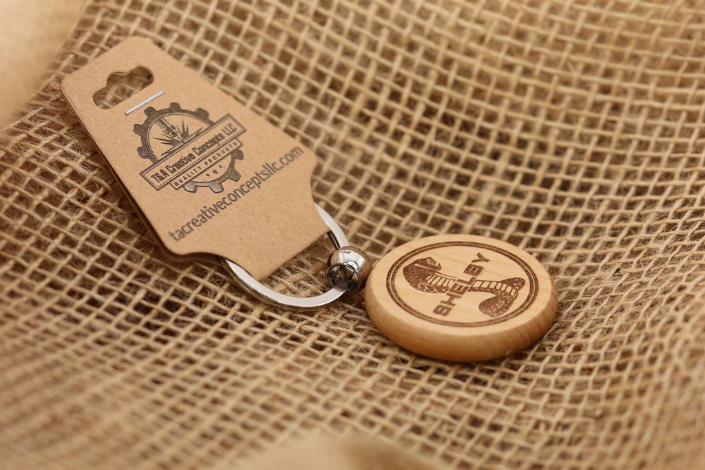Shelby Cobra Keychain – Hardwood Double-Sided Engraved Car Lover Gift Idea