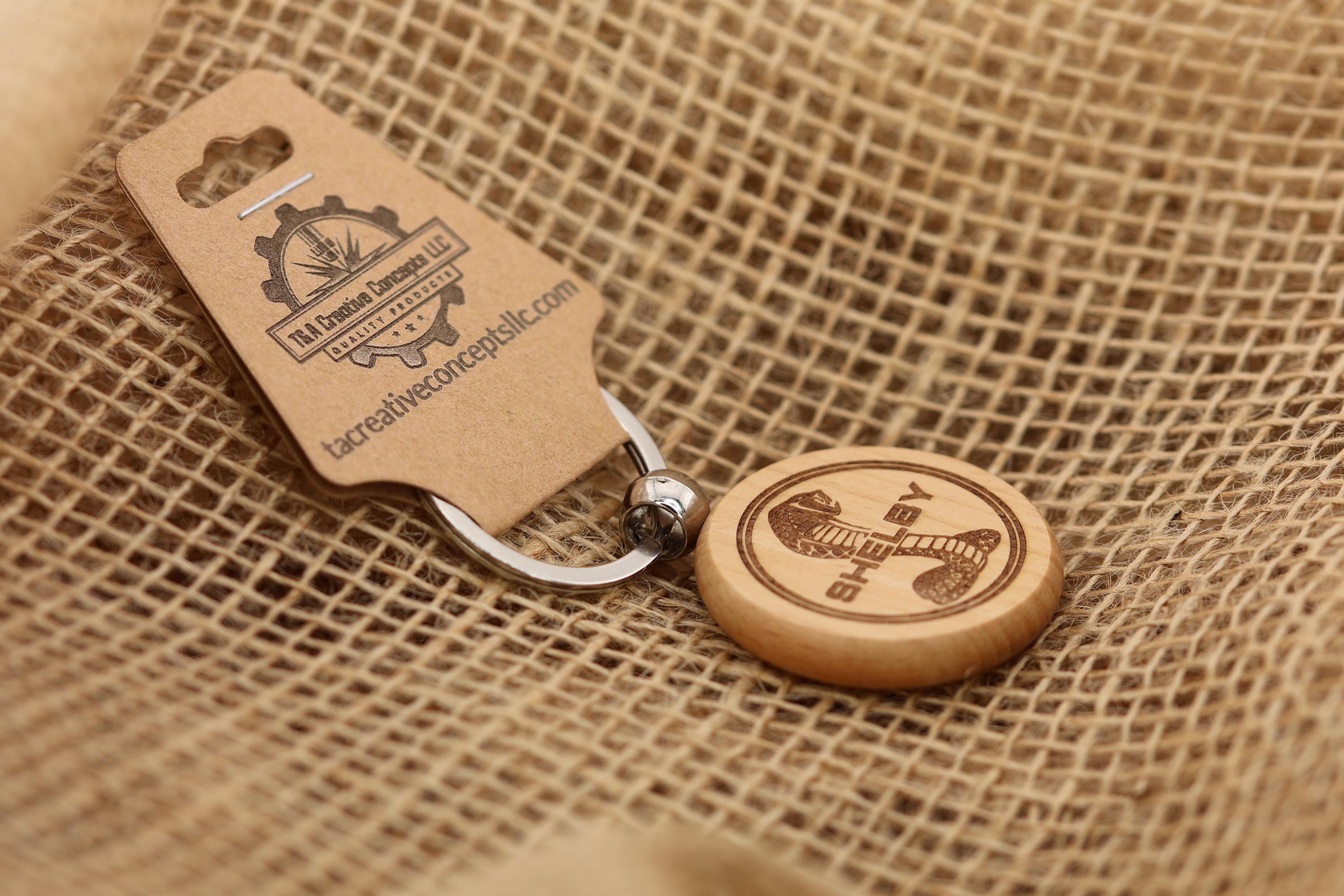 Shelby Cobra Keychain – Hardwood Double-Sided Engraved Car Lover Gift Idea