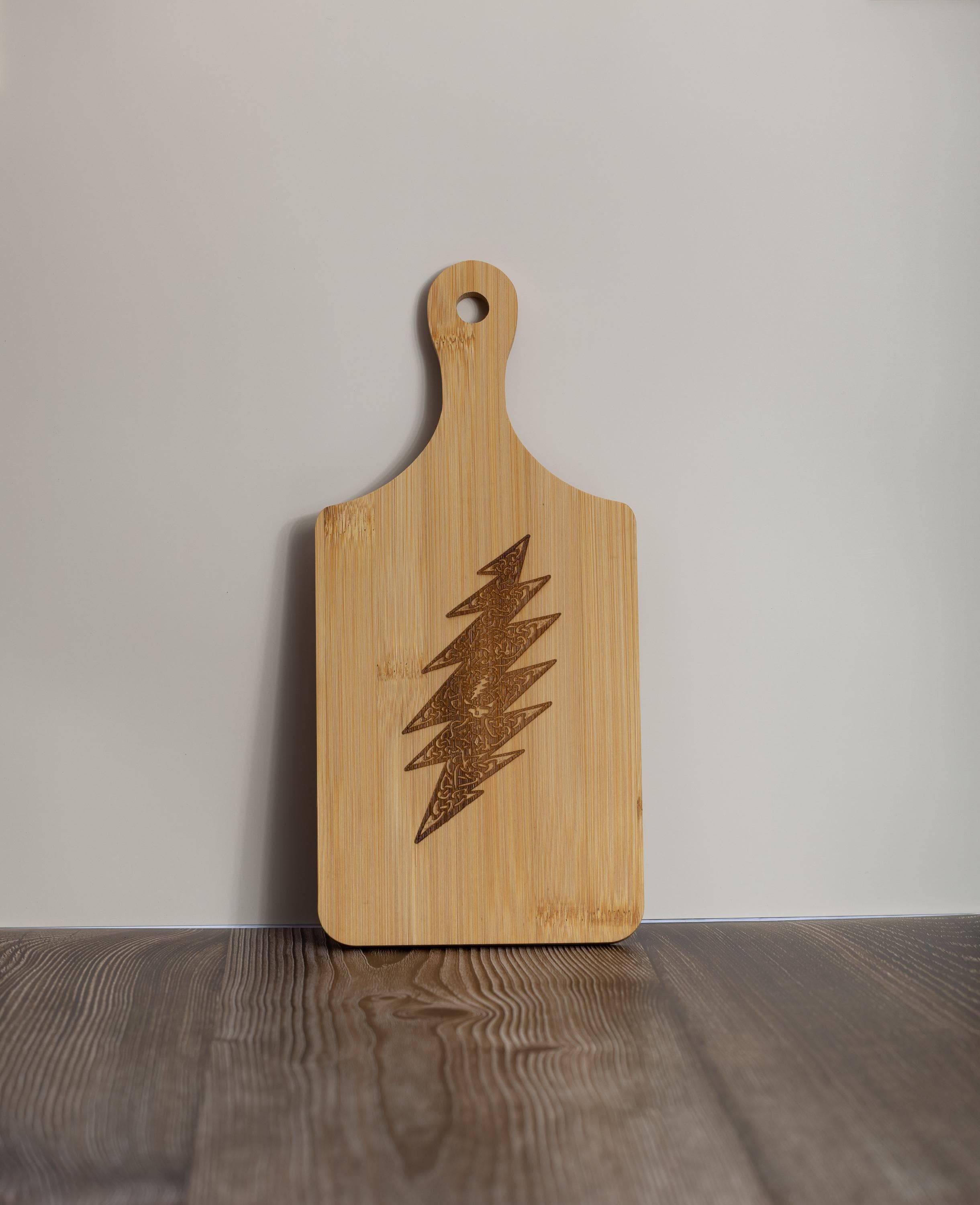 Grateful Dead Cutting Board - Compact Bamboo With Laser Engraved Celtic Bolt Design