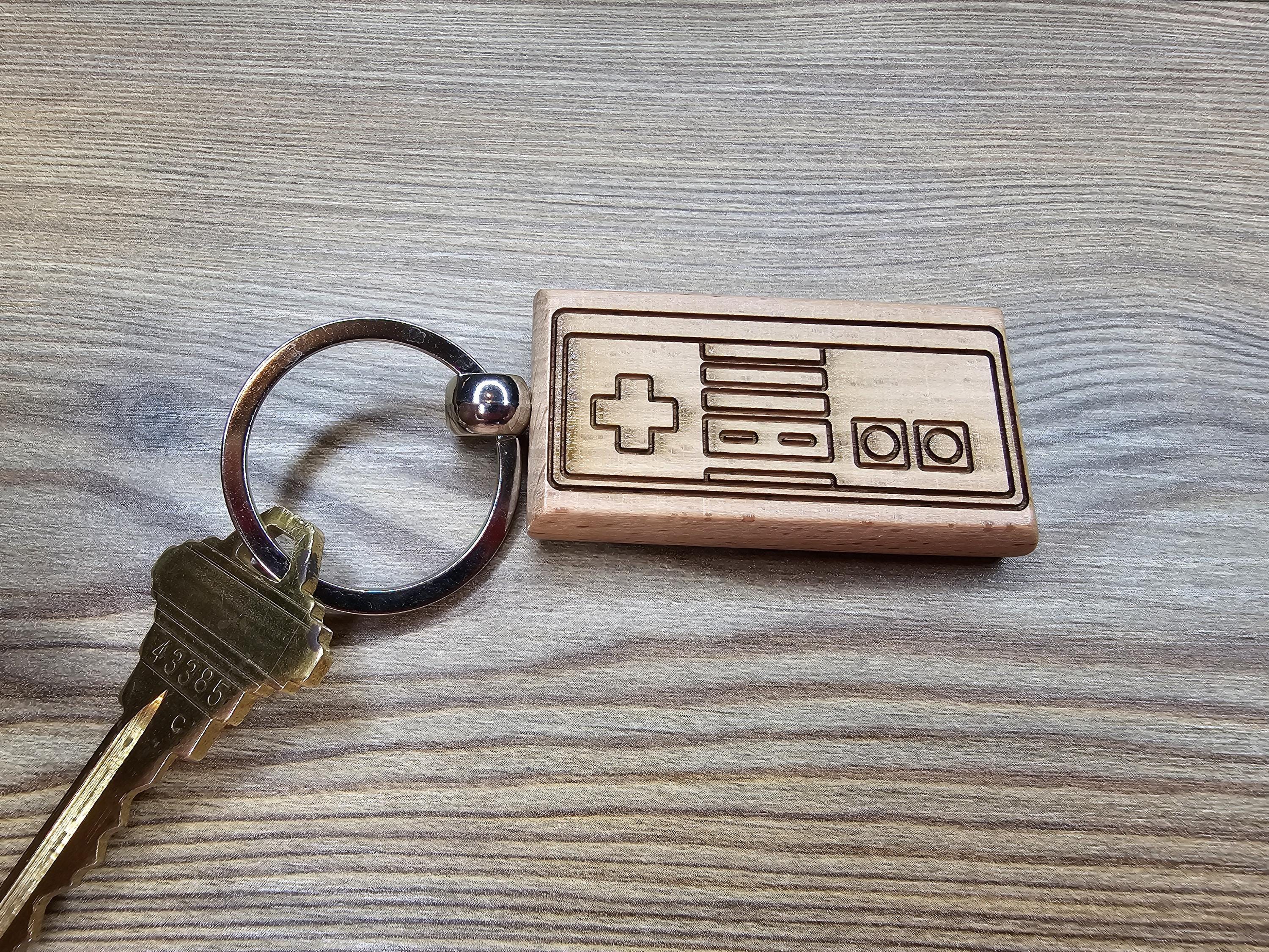NES Controller Keychain - Hardwood Retro Gaming Gift | Double Sided Engraving