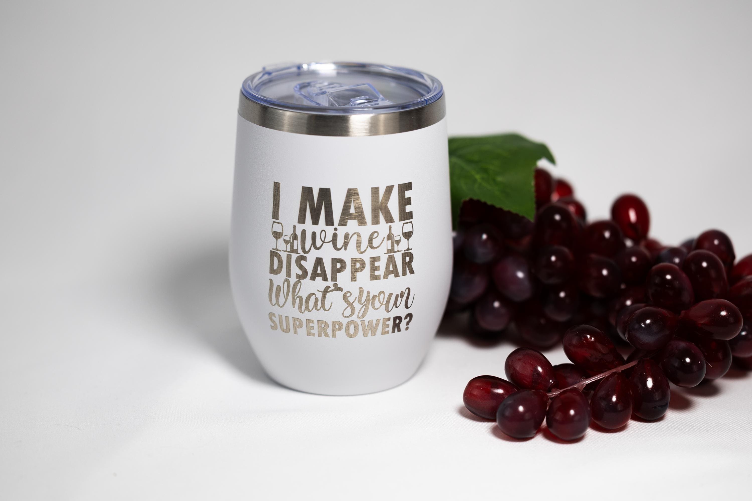 Wine Tumbler | 12 oz Stainless Steel Cup With Laser Engraved Cheeky Design