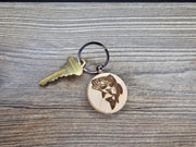 Largemouth Bass Keychain – Engraved Wooden Fishing Accessory With Stainless Steel Ring