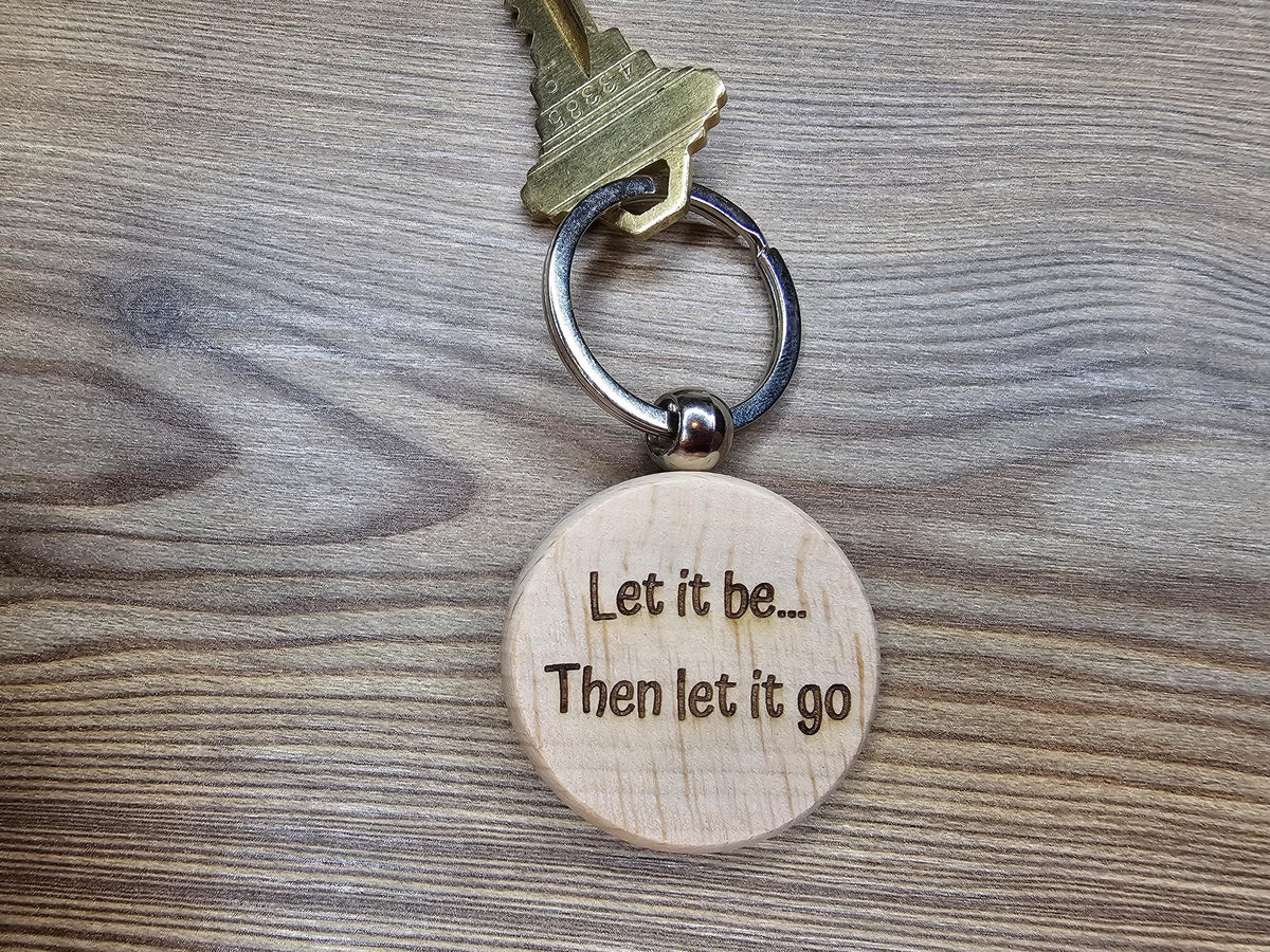 Wood Keychain – Laser Engraved Music Quote | Stainless Steel Ring, Rust Resistant