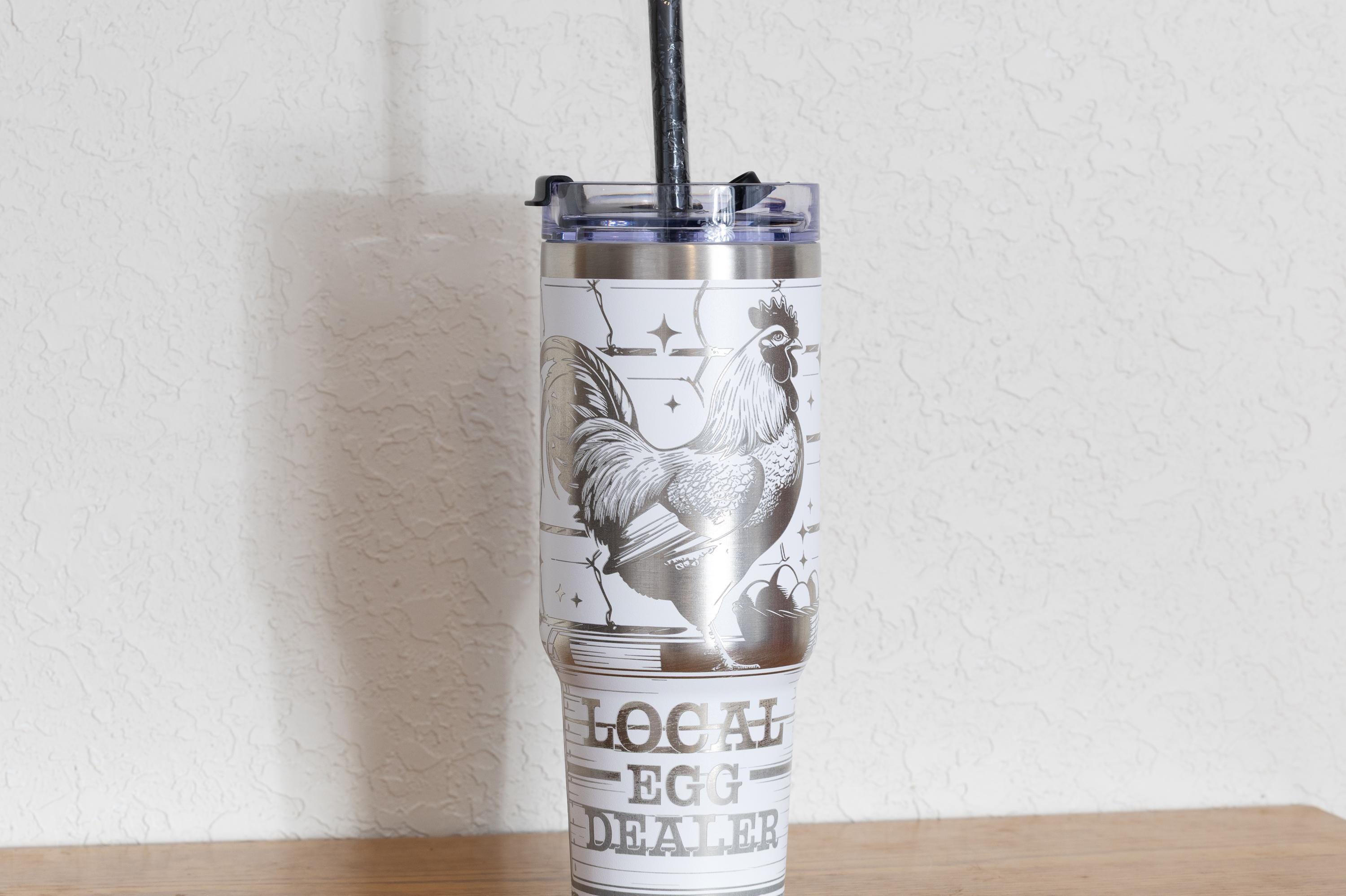 Local Egg Dealer Tumbler – 40oz Stainless Steel Farmhouse Style Cup with Straw