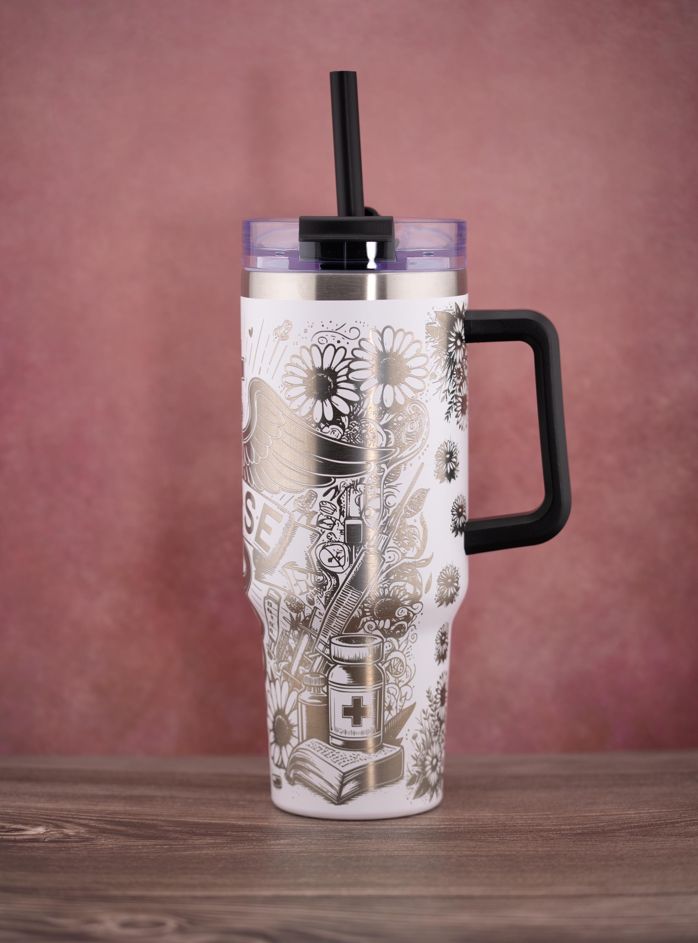 Nurse Tumbler – 40oz Stainless Steel Insulated Drink Cup | Straw Friendly Lid