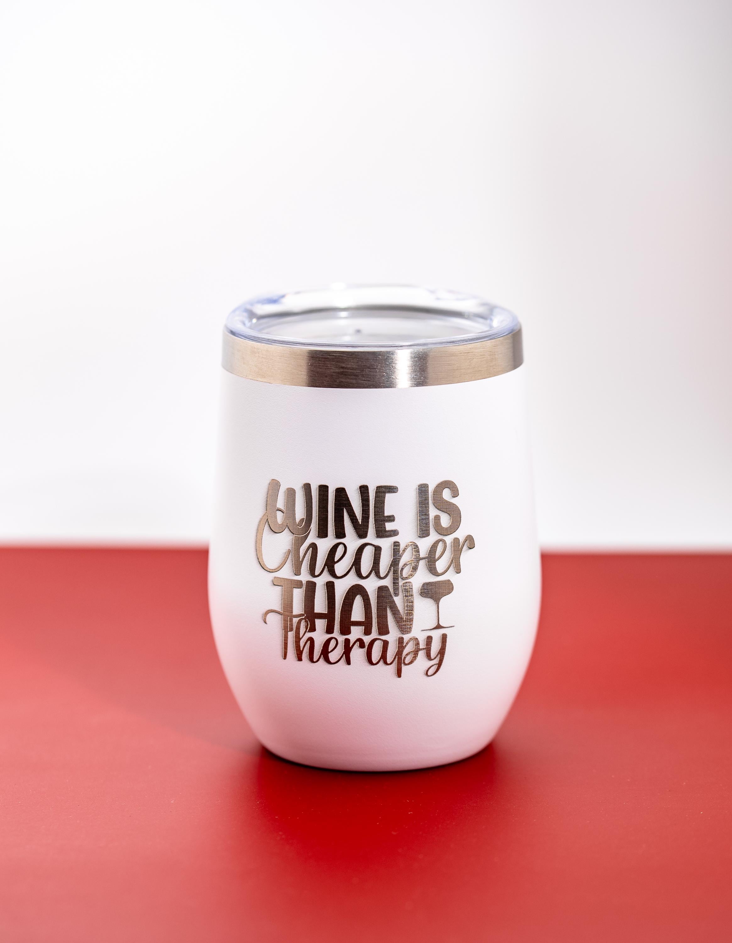 Insulated Wine Tumbler - 12oz Stainless Steel Double Wall, Laser Engraved Funny Gift