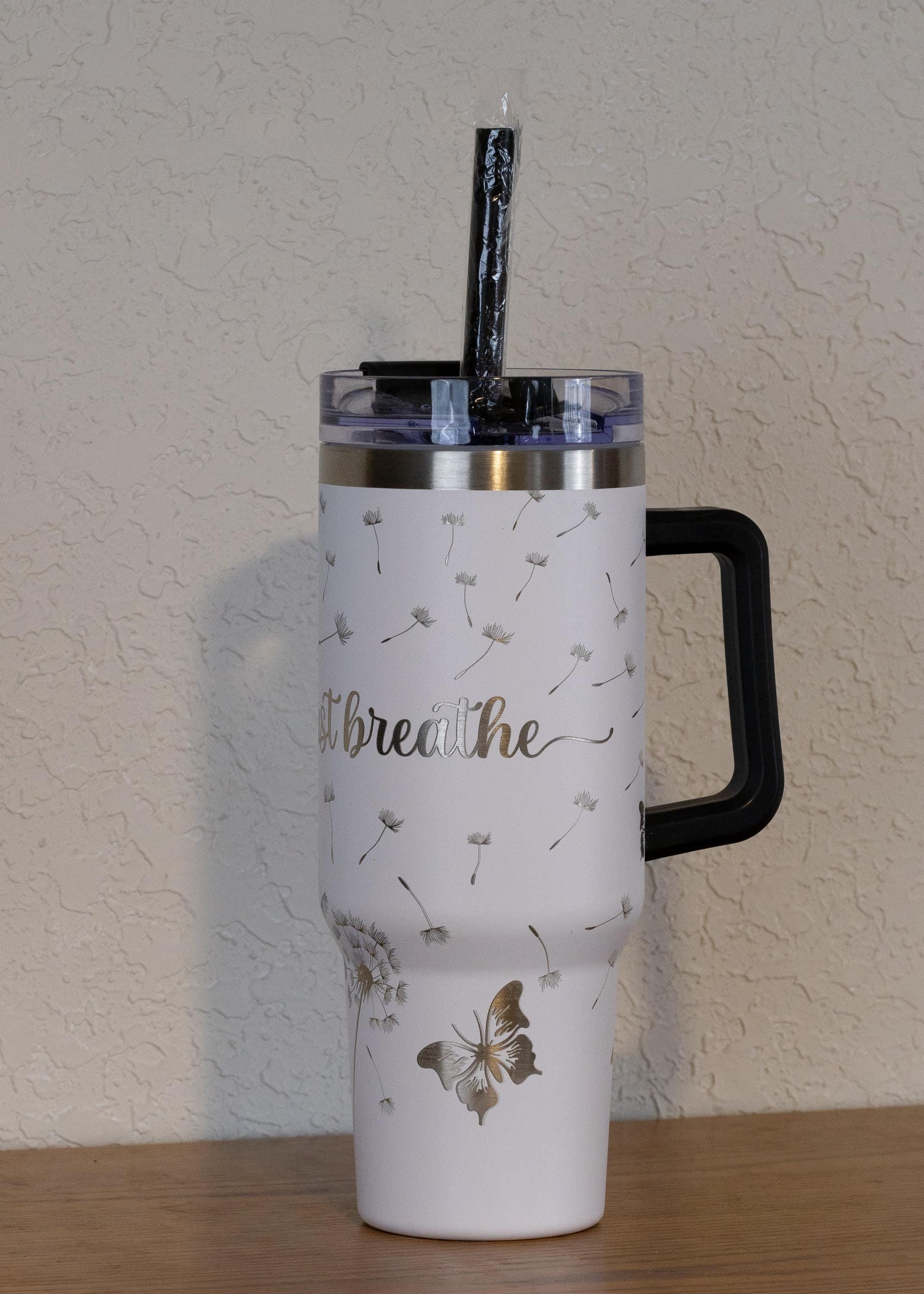 40oz Stainless Steel Tumbler – Large Vacuum Insulated Mug With Straw & Handle Grip