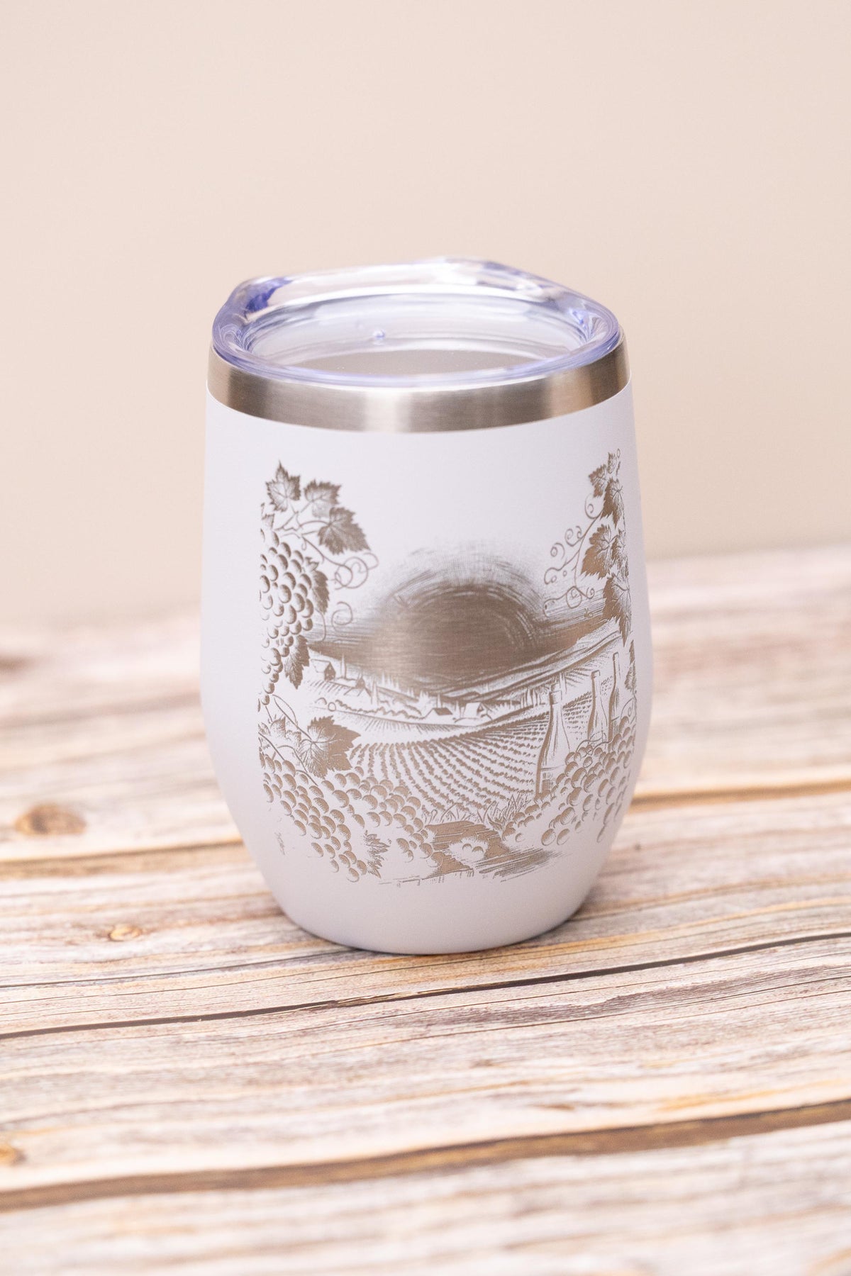 Insulated Wine Tumbler - Stainless Steel 12oz Double Wall Cup With Spill Resistant Lid