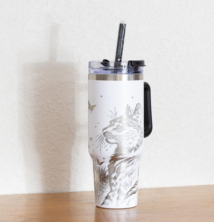 Stainless Steel Tumbler – 40oz Travel Mug With Handle, Straw & Double Wall Insulation