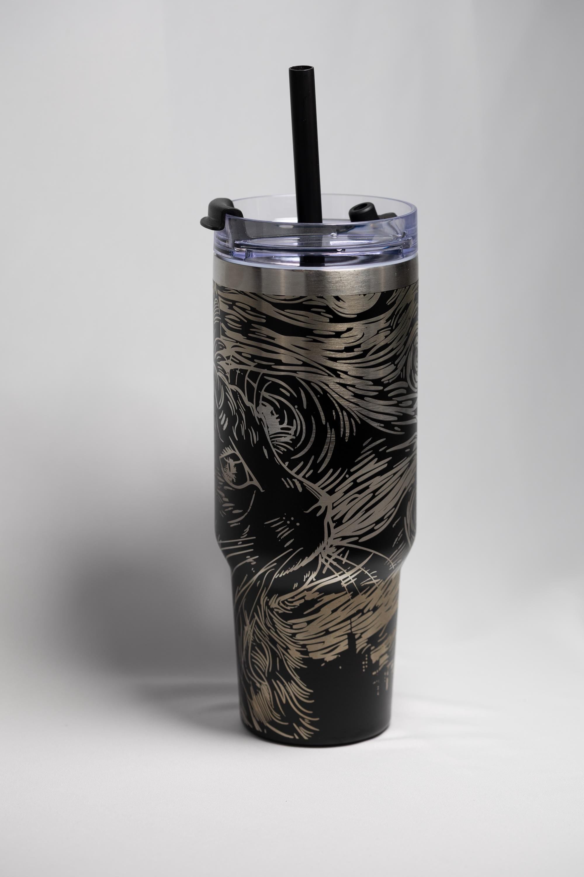 Starry Night Tumbler – Stainless Steel Cup | Laser Engraved Cat Lover Gift, Vacuum Insulated