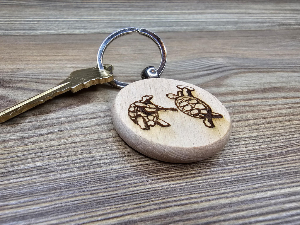 Grateful Dead Keychain - Dancing Turtles Design Hardwood Bag Charm with Rustproof Steel Ring