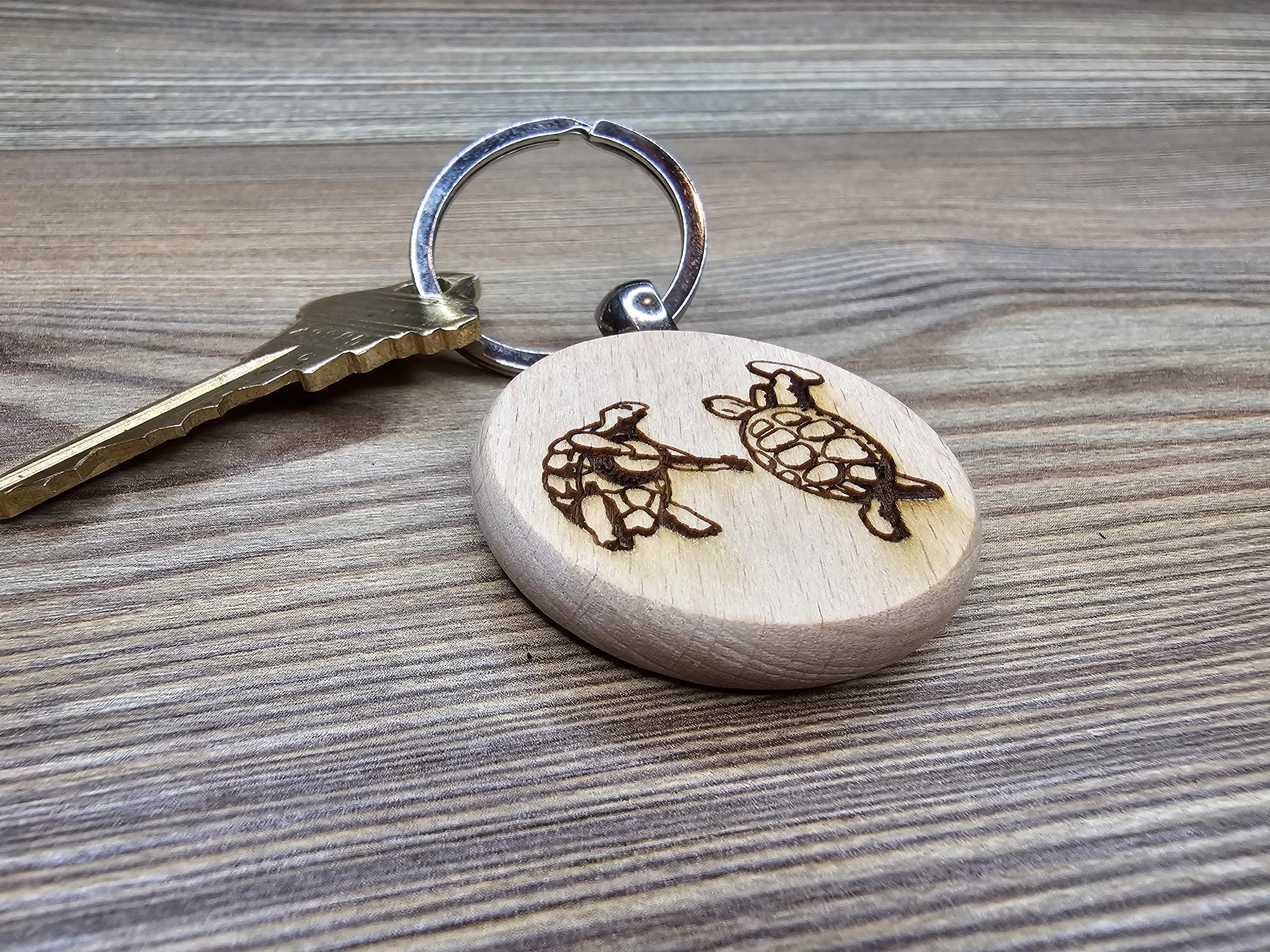 Grateful Dead Keychain - Dancing Turtles Design Hardwood Bag Charm with Rustproof Steel Ring