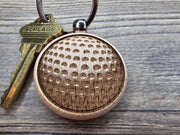 Hardwood Golf Ball Keychain – Laser Engraved Design with Stainless Steel Ring