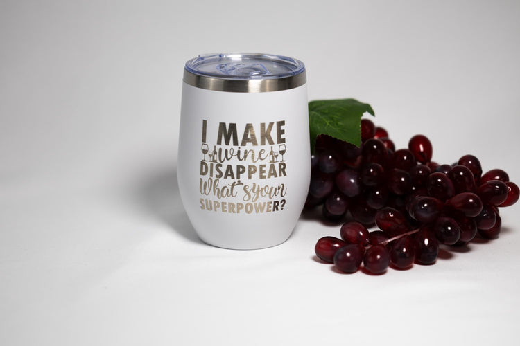 Wine Tumbler | 12 oz Stainless Steel Cup With Laser Engraved Cheeky Design