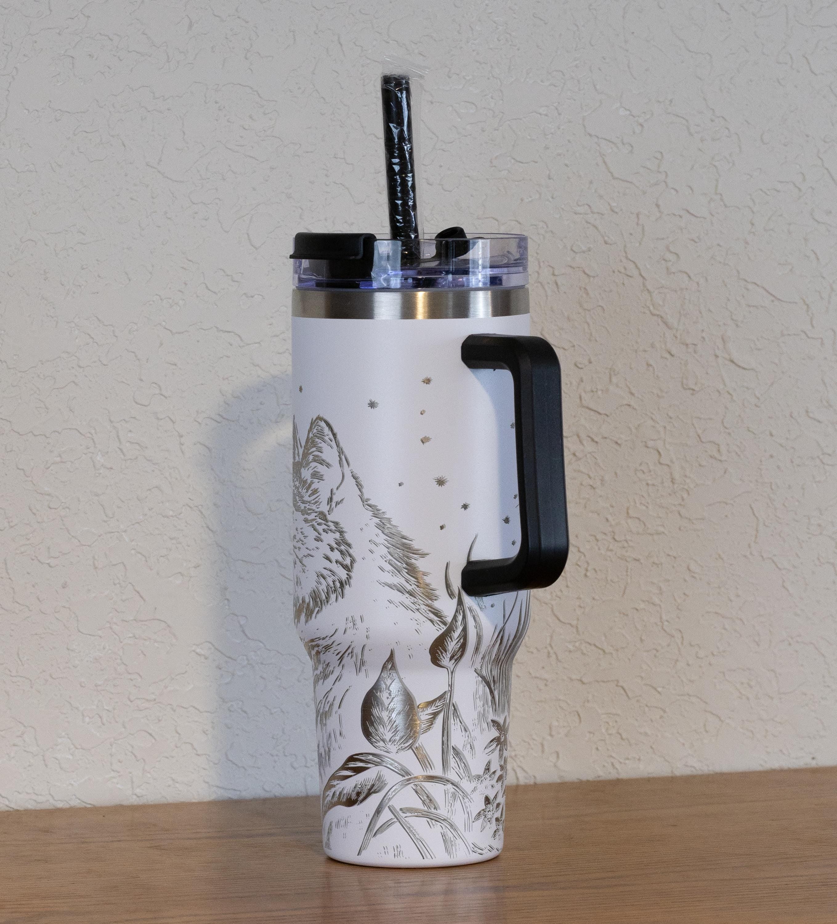 Stainless Steel Tumbler – 40oz Travel Mug With Handle, Straw & Double Wall Insulation