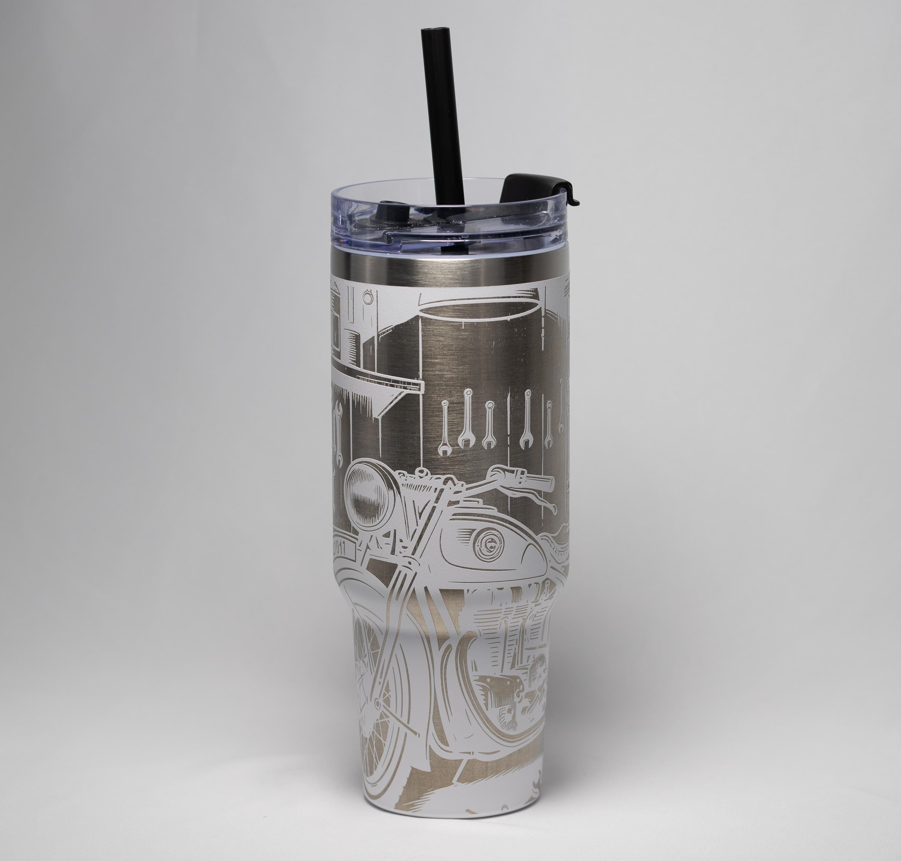 Biker Style Tumbler – 40 oz Vacuum Insulated Cup | Stainless Steel, Powder Coated Finish