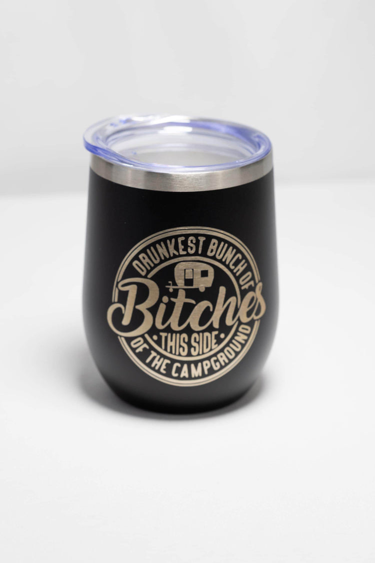 Funny Camping Wine Tumbler – Stainless Steel, Double Wall, 12 oz Insulated Cup