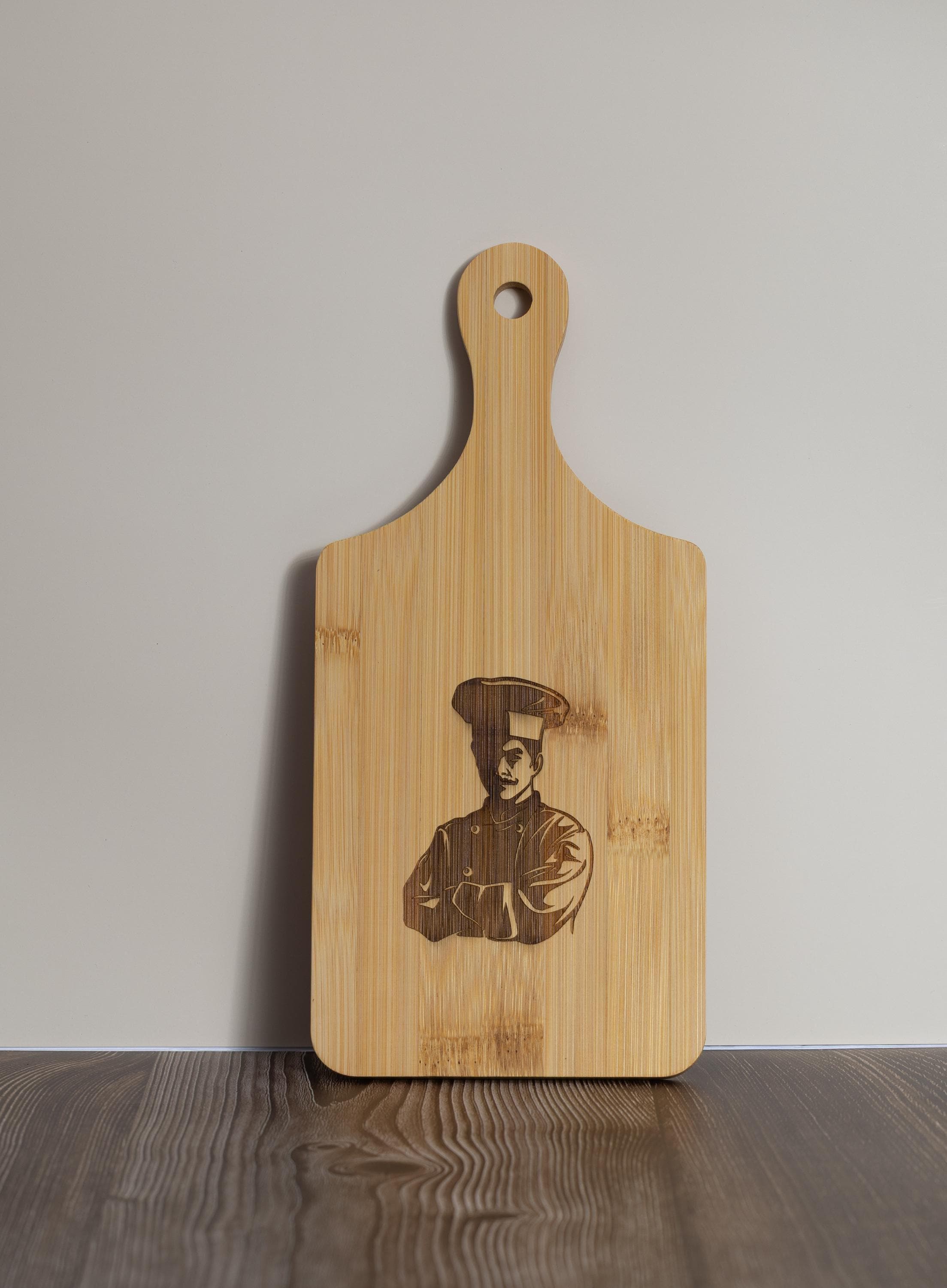 Bamboo Cutting Board - Small Chef Design | Laser Engraved Eco Friendly Prep Tray