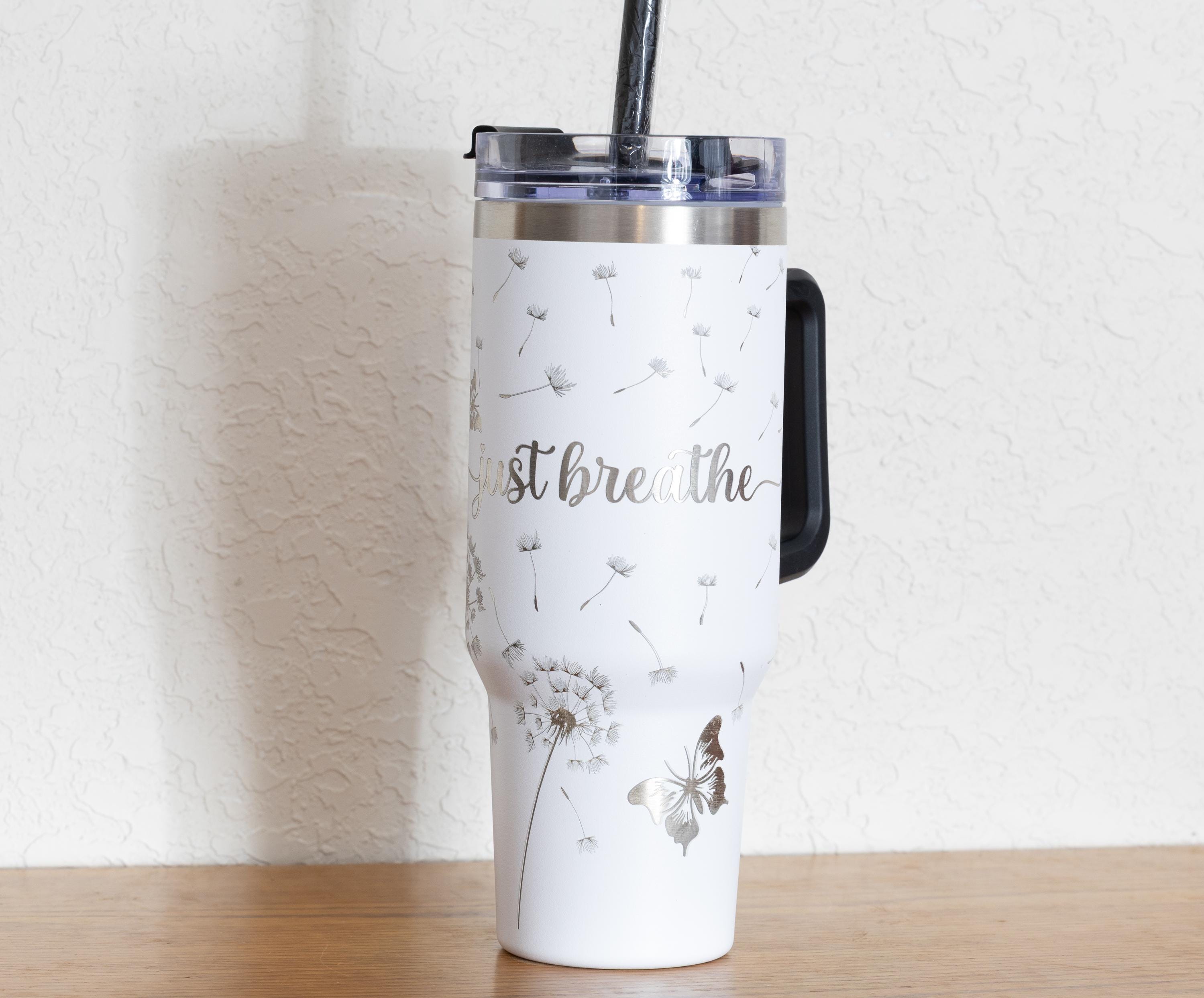40oz Stainless Steel Tumbler – Large Vacuum Insulated Mug With Straw & Handle Grip