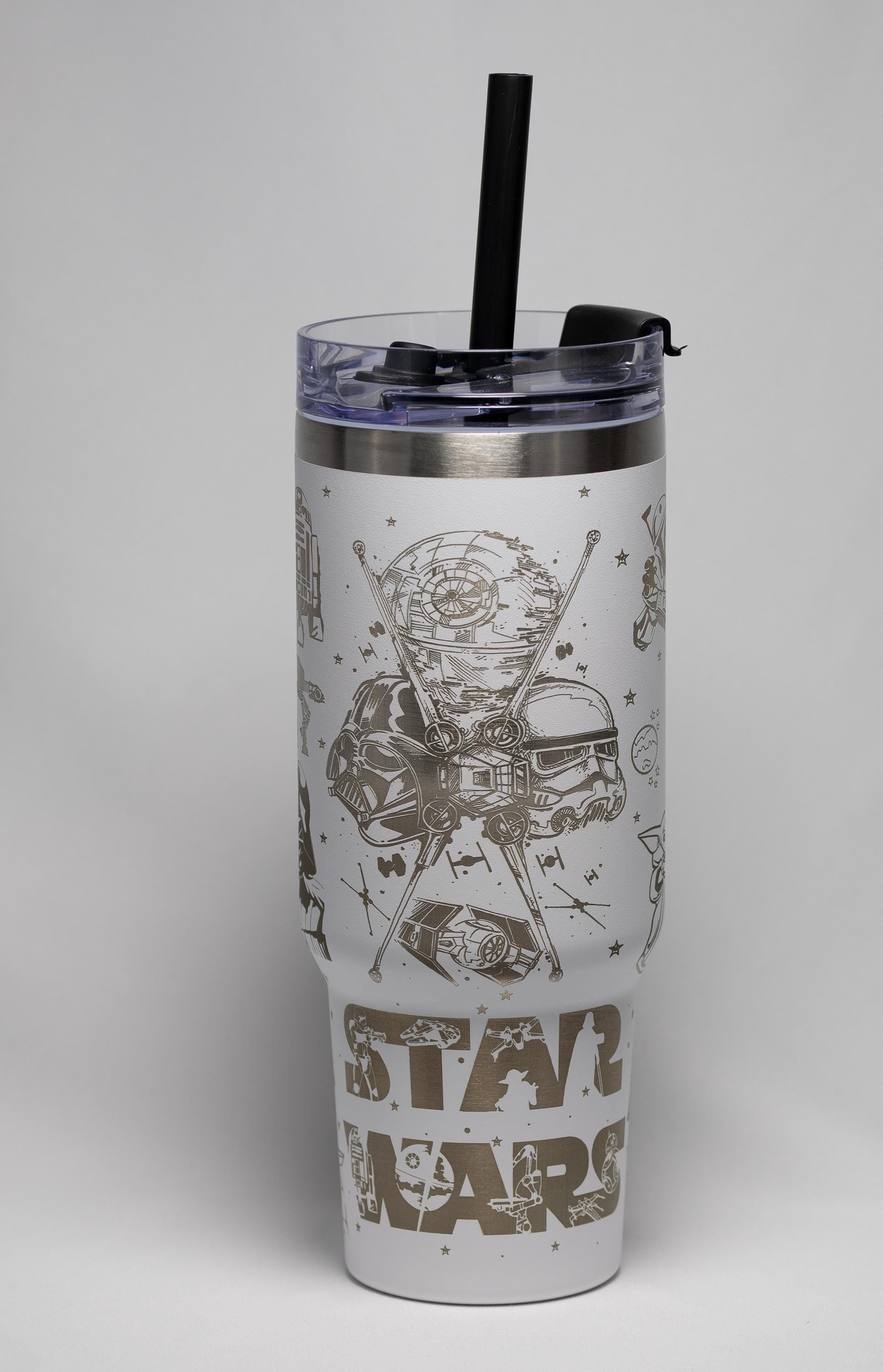 Star Wars Tumbler - Large 40oz Powder Coated Cup With Laser Engraved Full Wrap Design