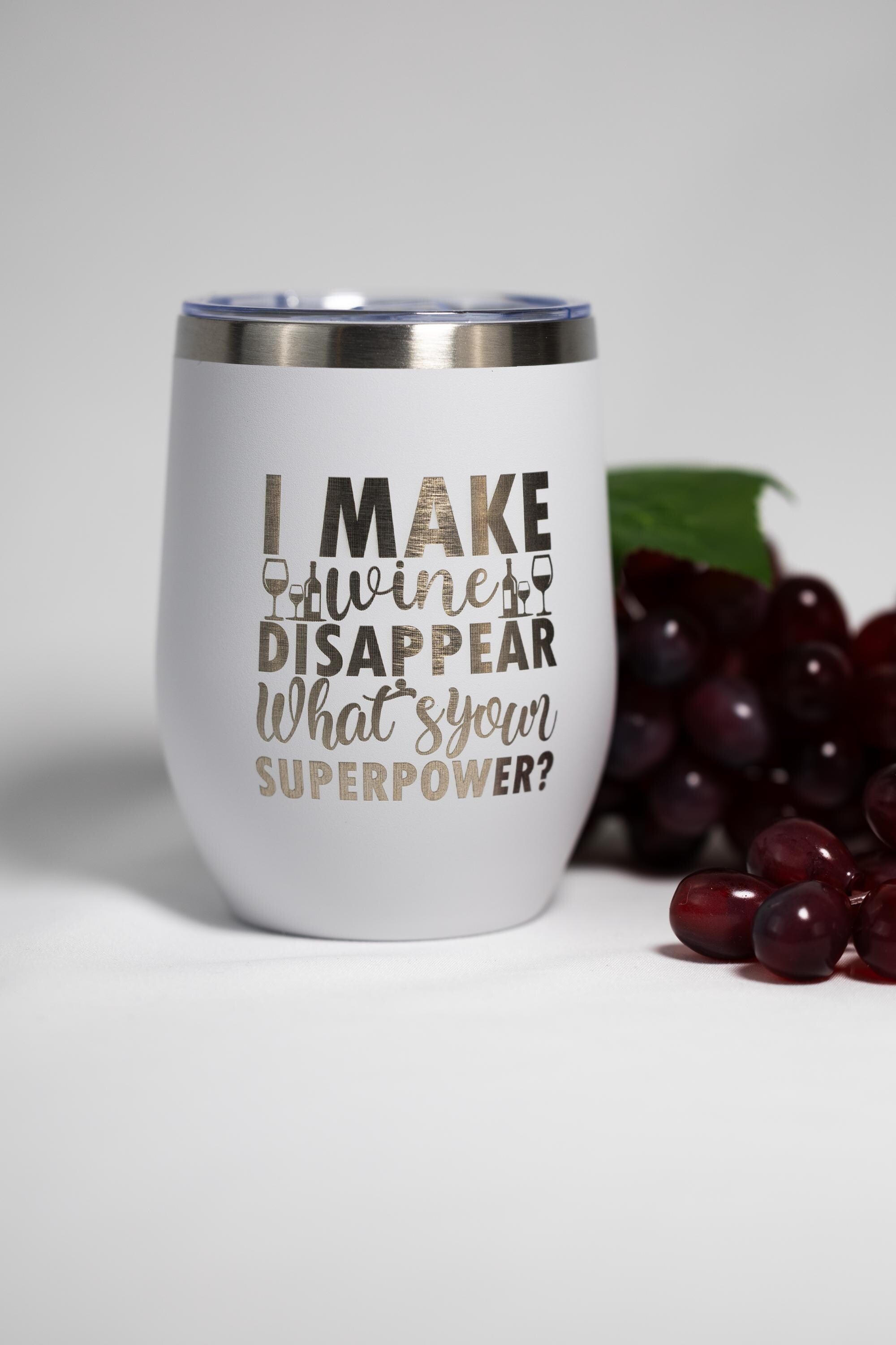 Wine Tumbler | 12 oz Stainless Steel Cup With Laser Engraved Cheeky Design