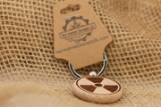 Radioactive Symbol Keychain - Hardwood Durable Wood Keyring With Steel Ring