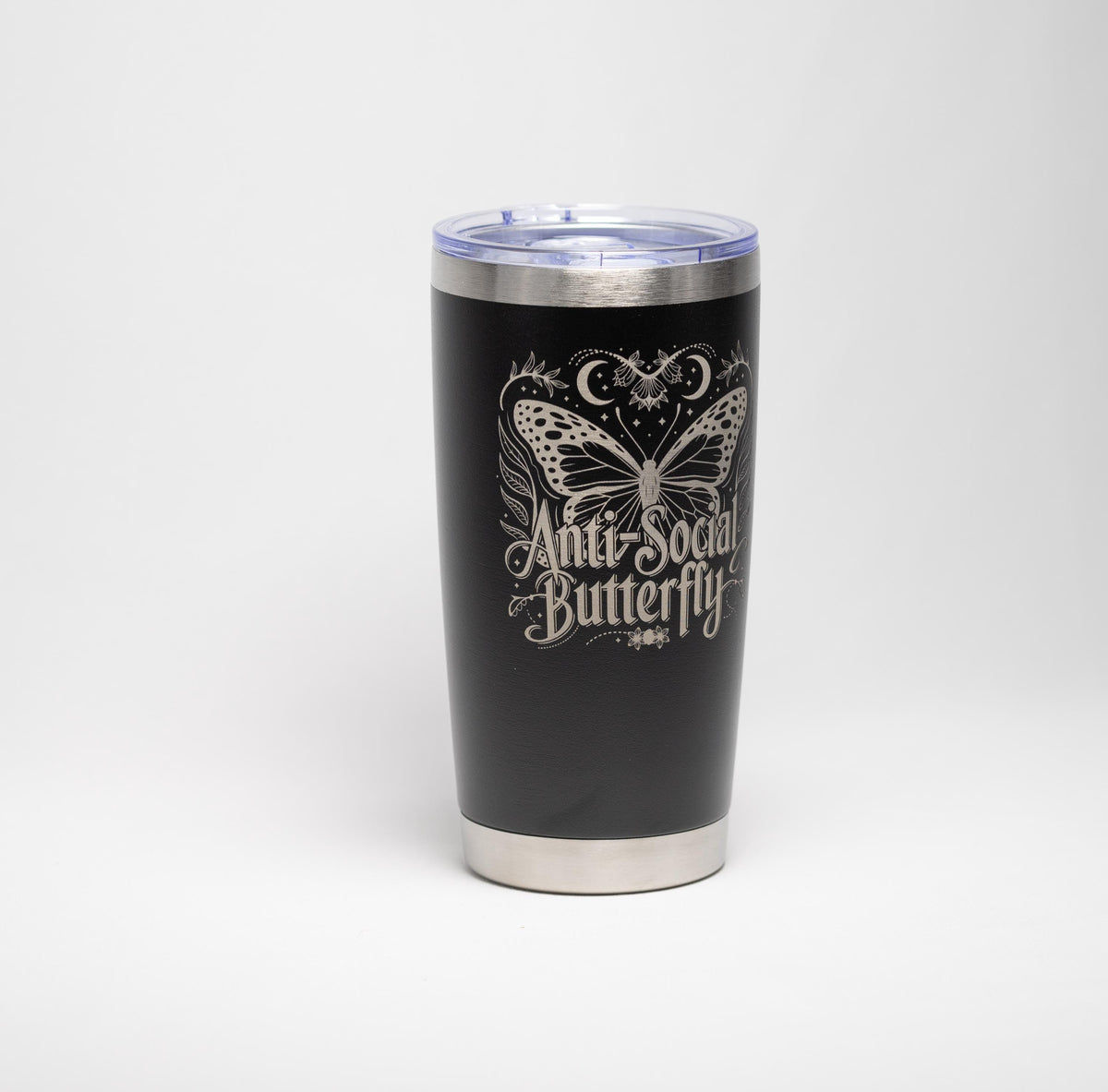 Insulated Travel Tumbler – Laser Engraved Butterfly Design, Custom Powder Coated, 20oz