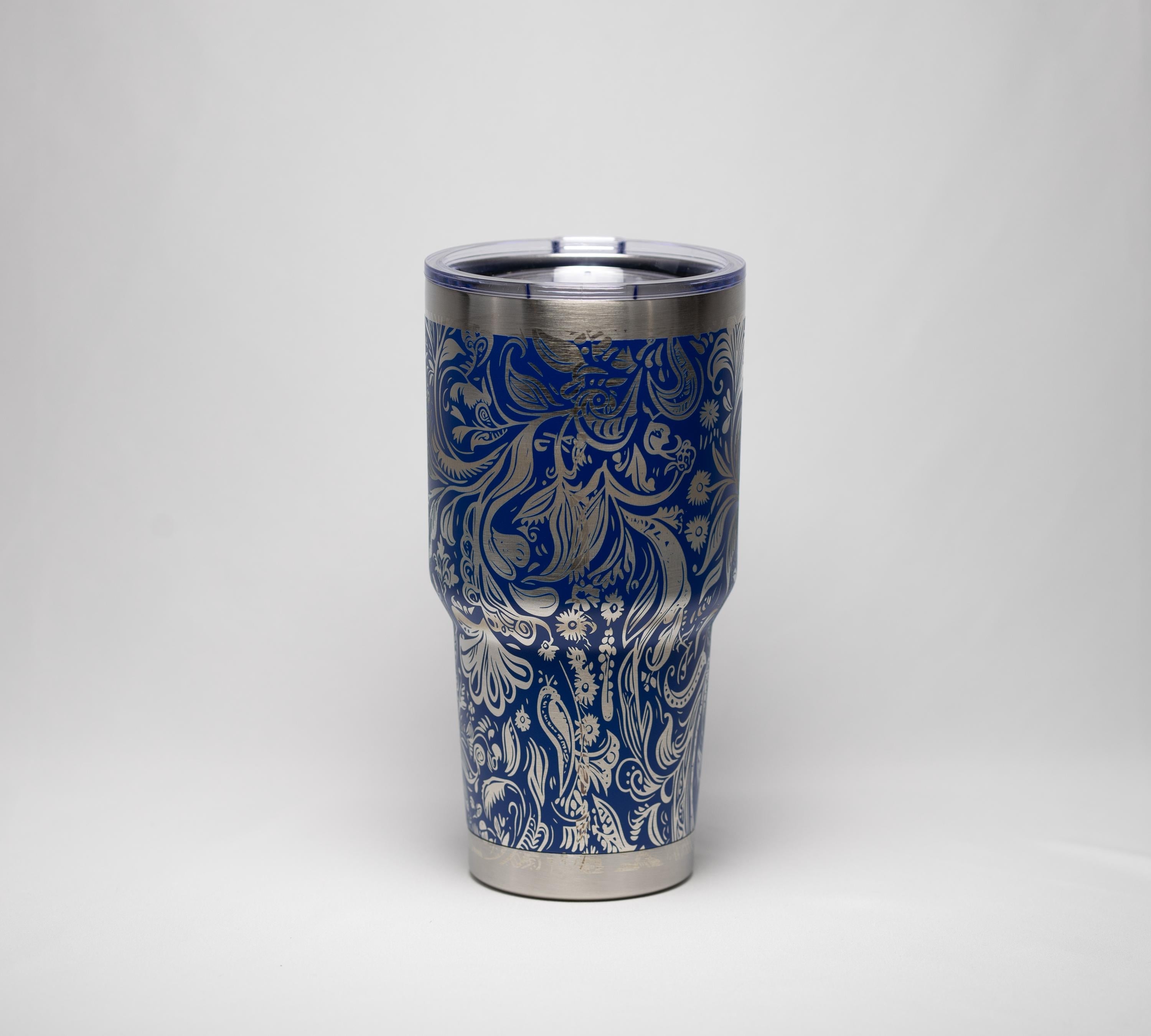 Paisley Travel Tumbler - 30oz Double Wall Insulated Drink Cup With Laser Engraving