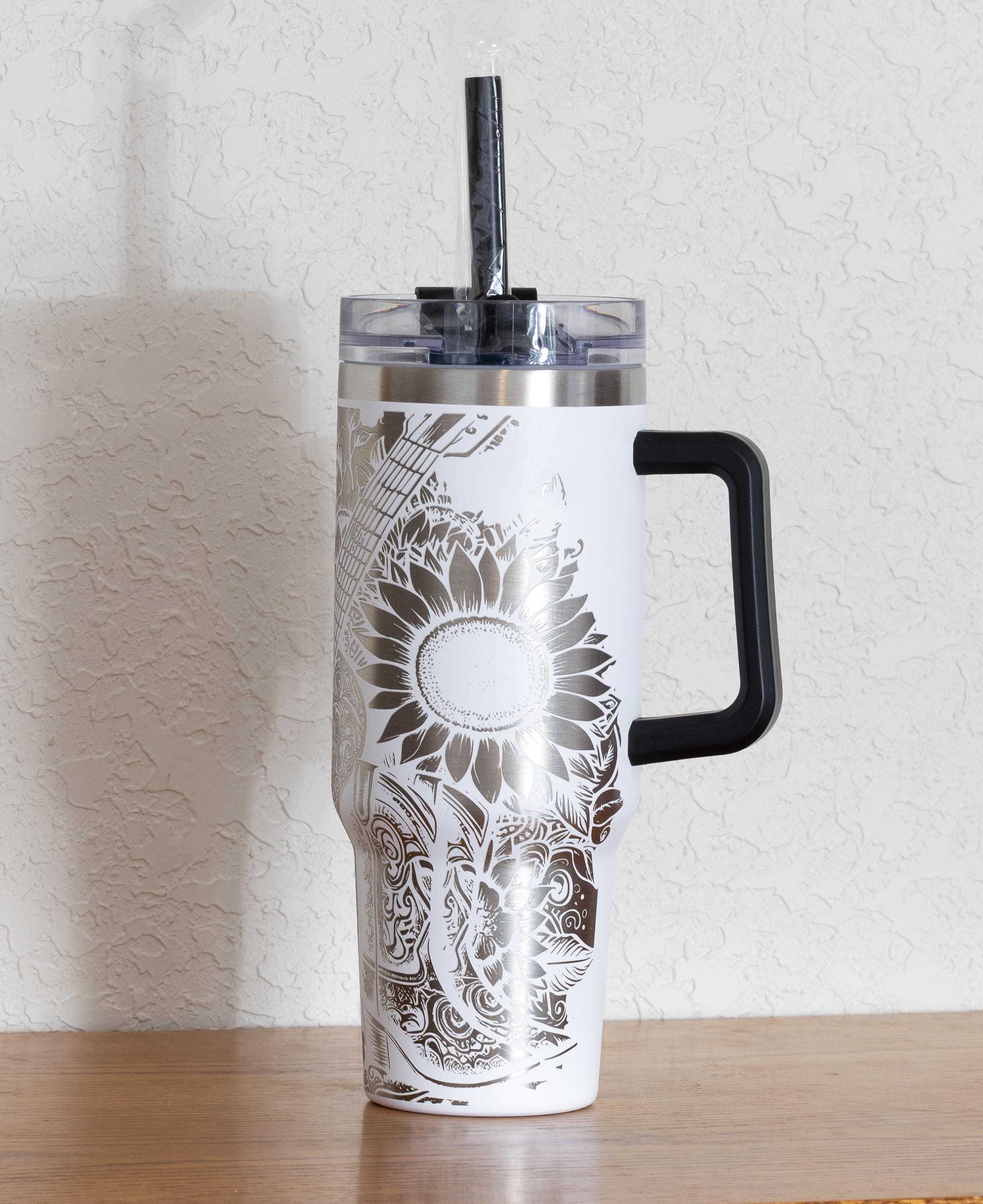 Western Tumbler Cup - 40oz Stainless Steel Double Wall Insulated Rustic Floral Design