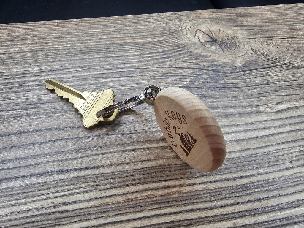 Cabin Keys Keychain – Hardwood Double-Sided Engraved Charm with Stainless Steel Ring