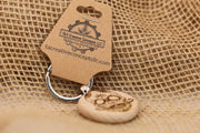 Day of the Dead Keychain - Laser Engraved Hardwood Sugar Skull Design Charm