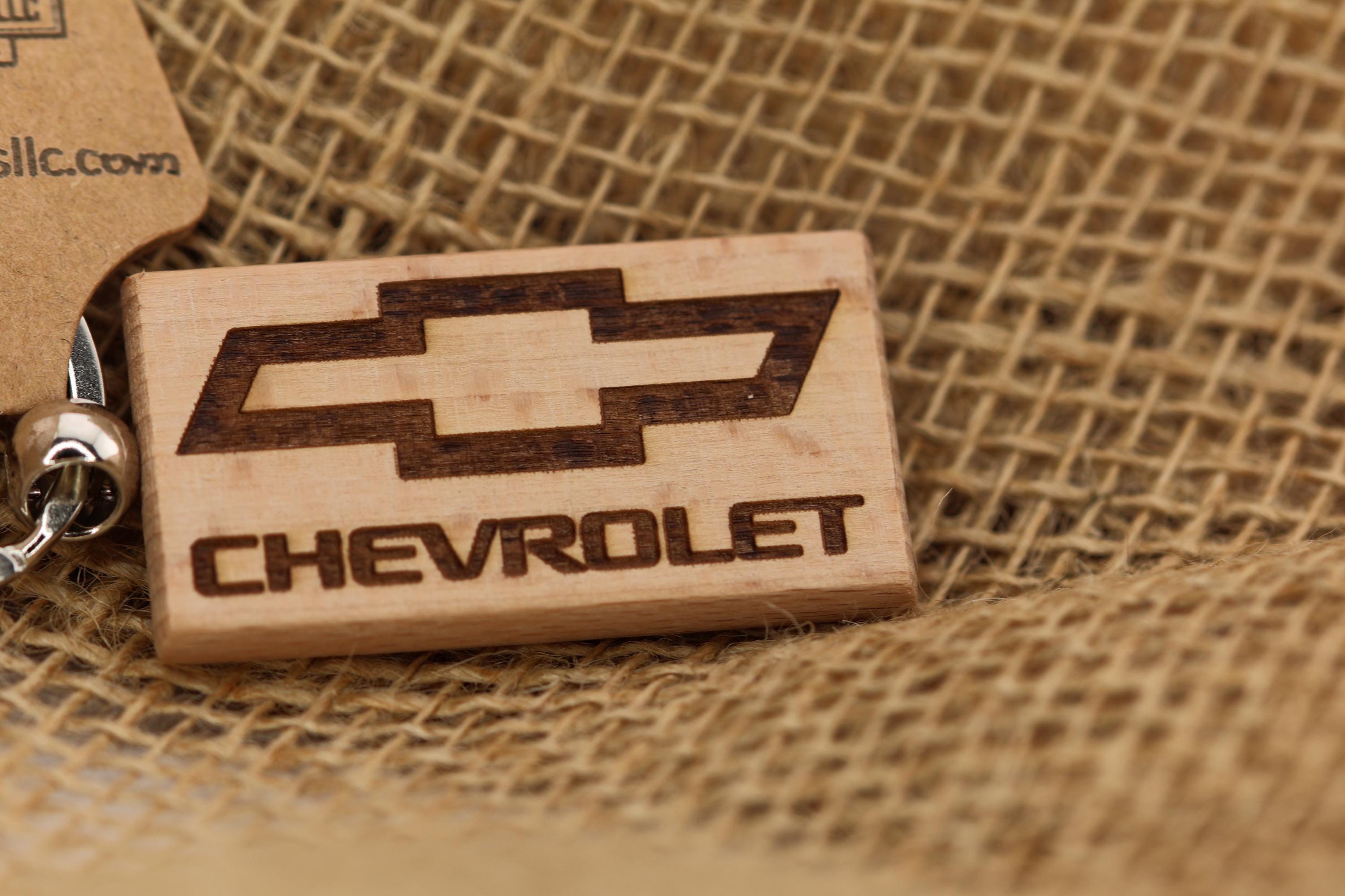 Hardwood Keychain – Double Sided Engraving Chevrolet Logo | Car Lover Gift